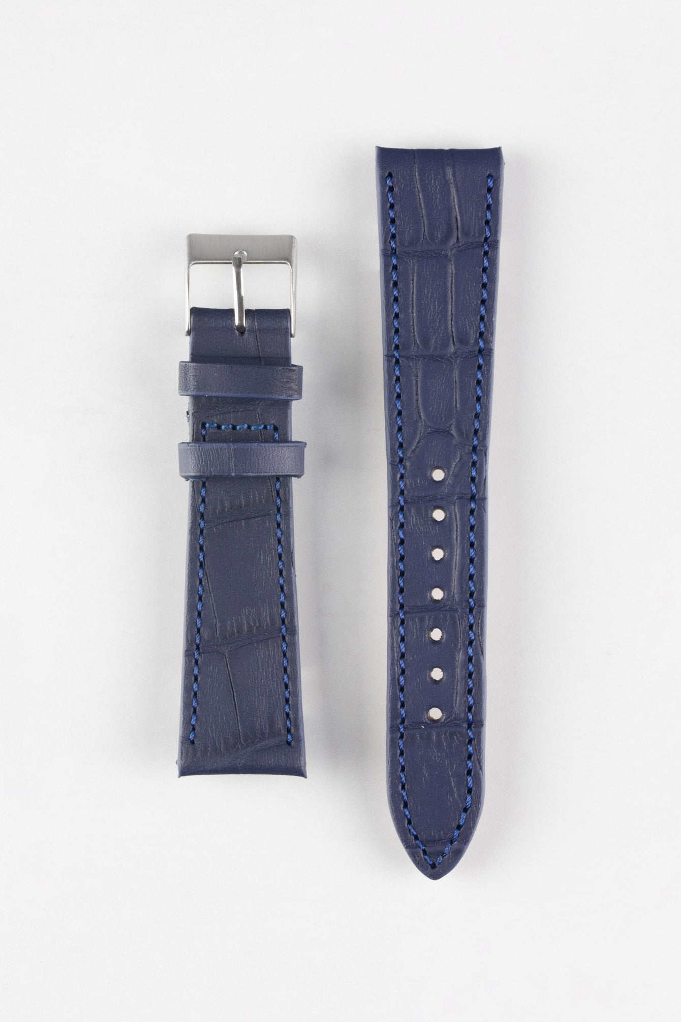 Pebro NILE Crocodile-Embossed Calfskin Leather Watch Strap in BLUE