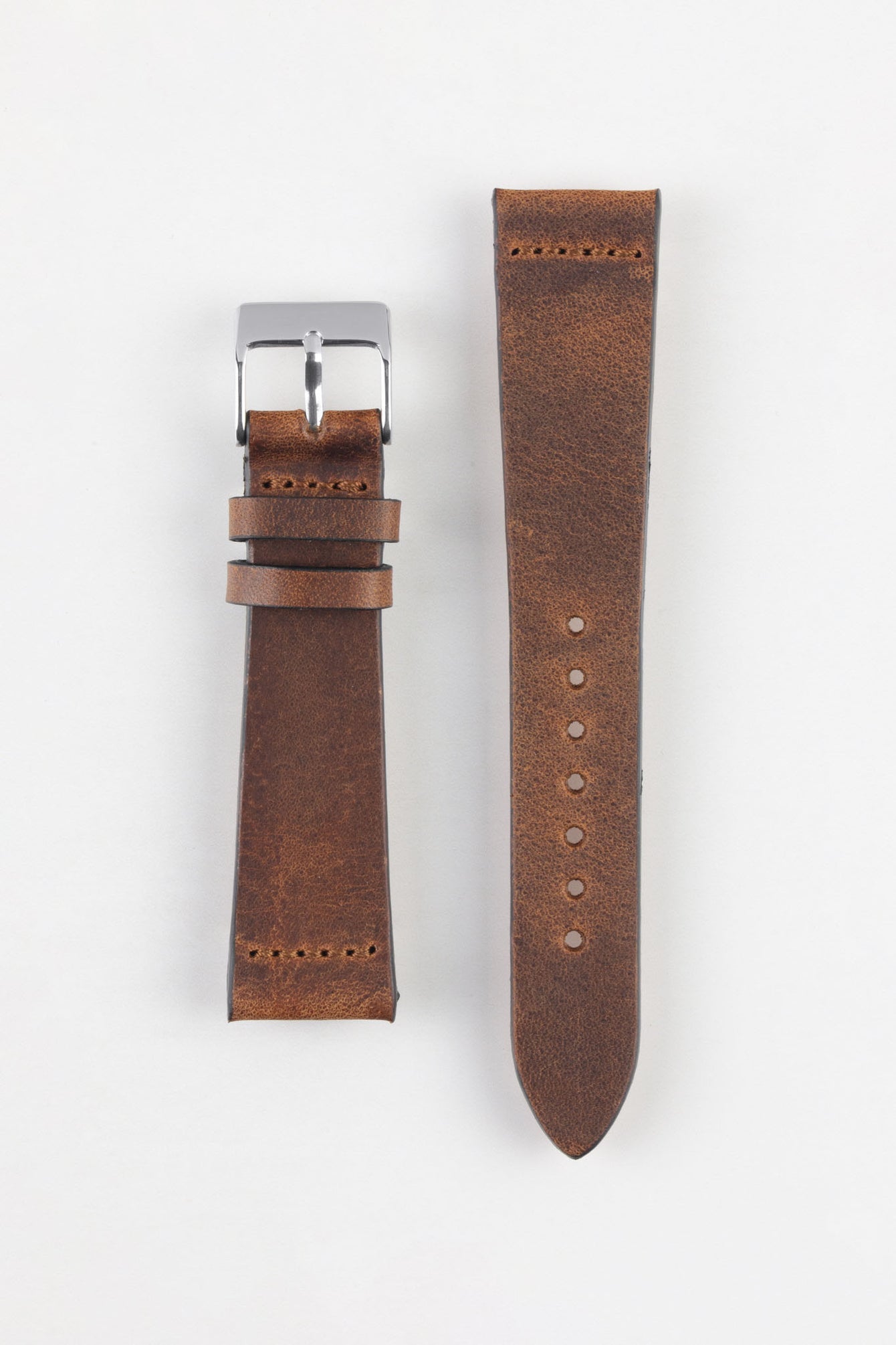 Pebro OILED ARTISAN Leather Watch Strap in CHESTNUT BROWN