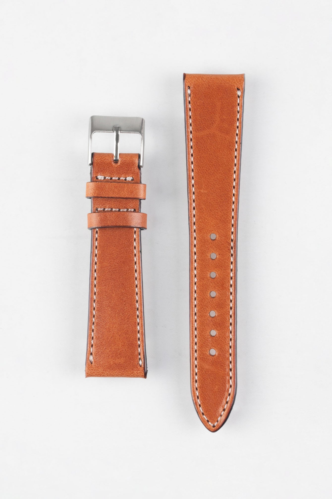 Pebro VIBRANT Genuine Leather Watch Strap in CHESTNUT BROWN