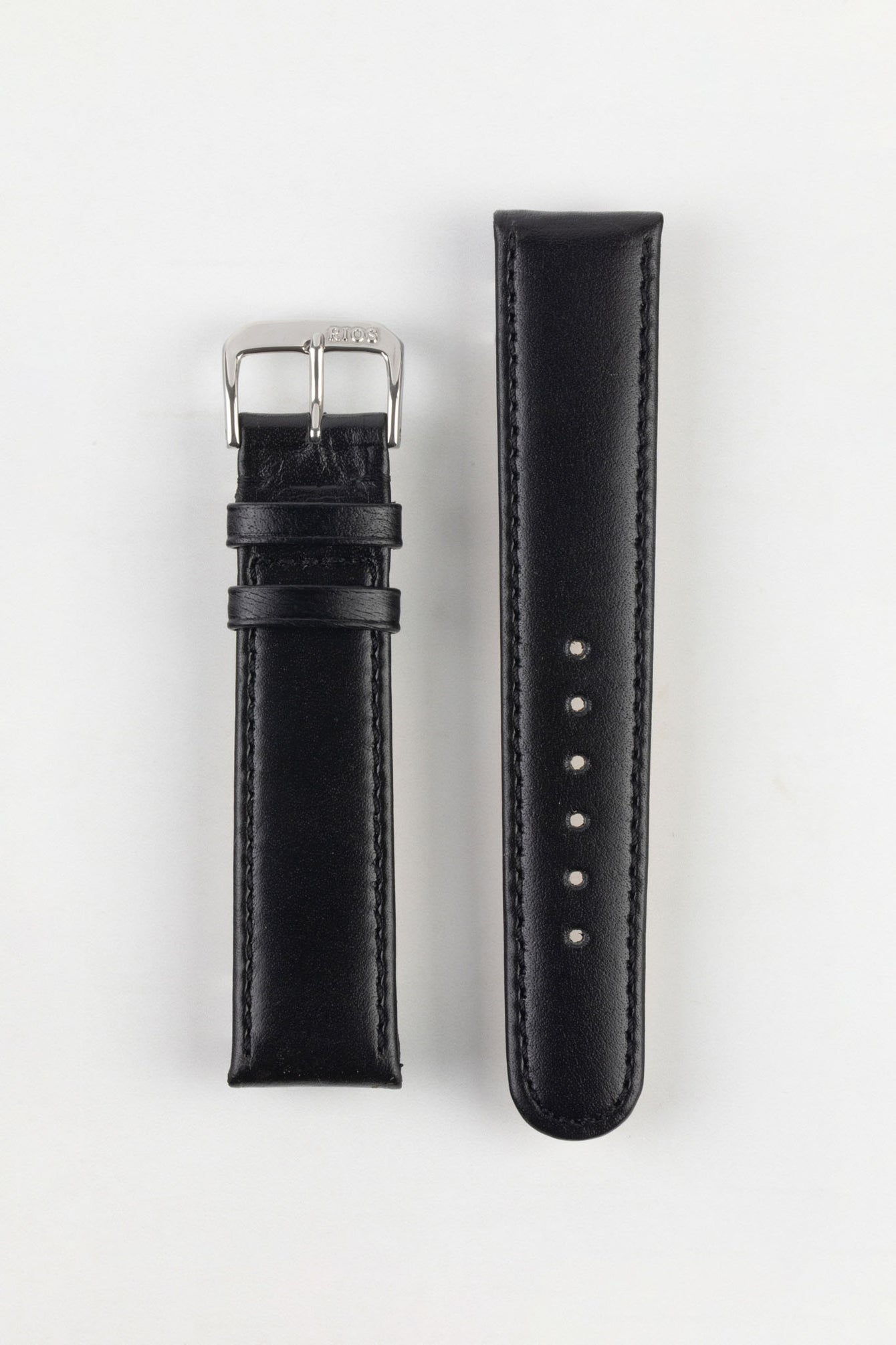 RIOS1931 ARIZONA Genuine Saddle Leather Hook-On Watch Strap in BLACK