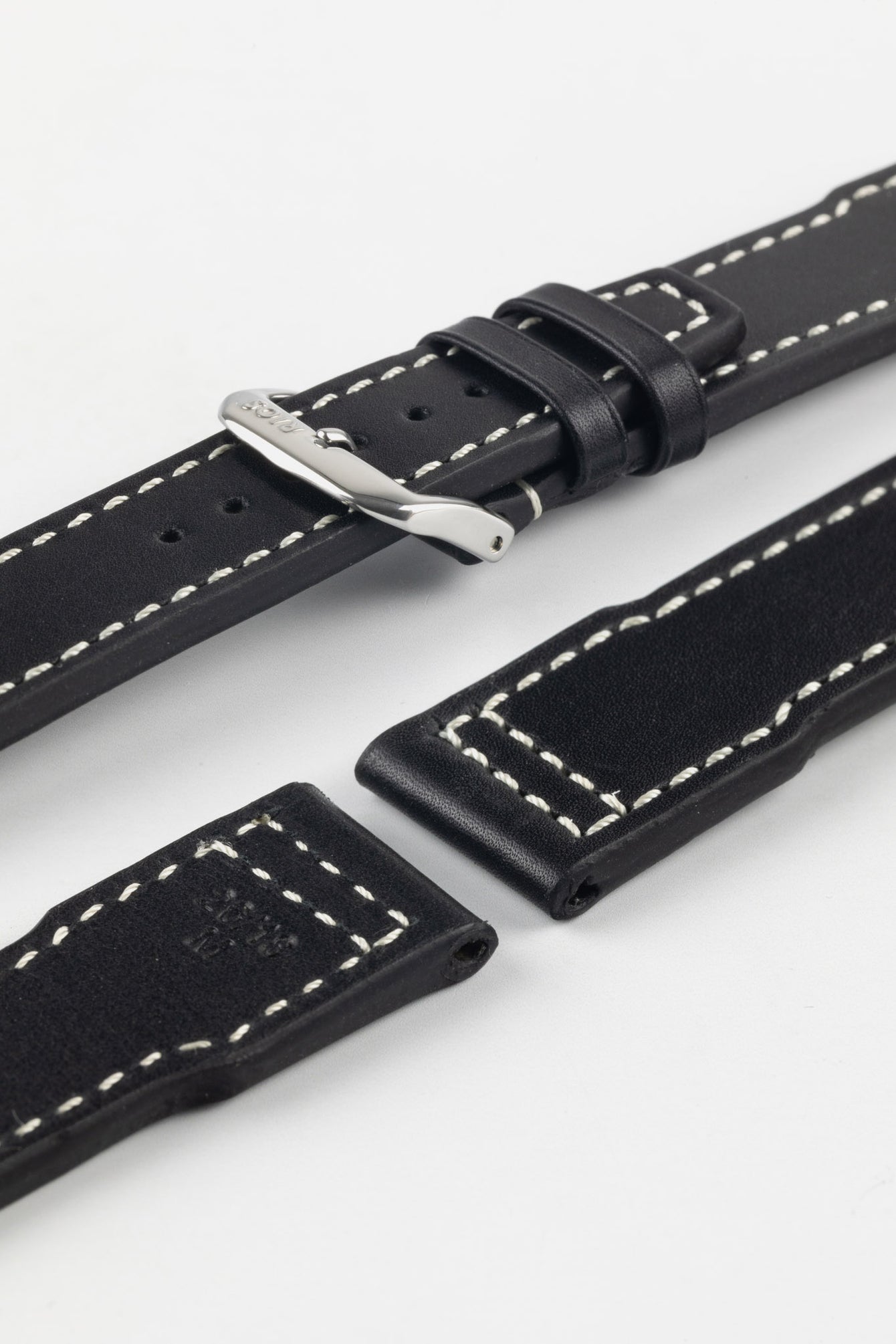 RIOS1931 BLIZZARD Genuine Calfskin Leather Watch Strap in Black