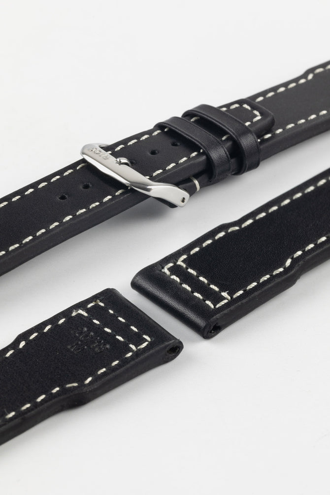 RIOS1931 BLIZZARD Genuine Calfskin Leather Watch Strap in Black