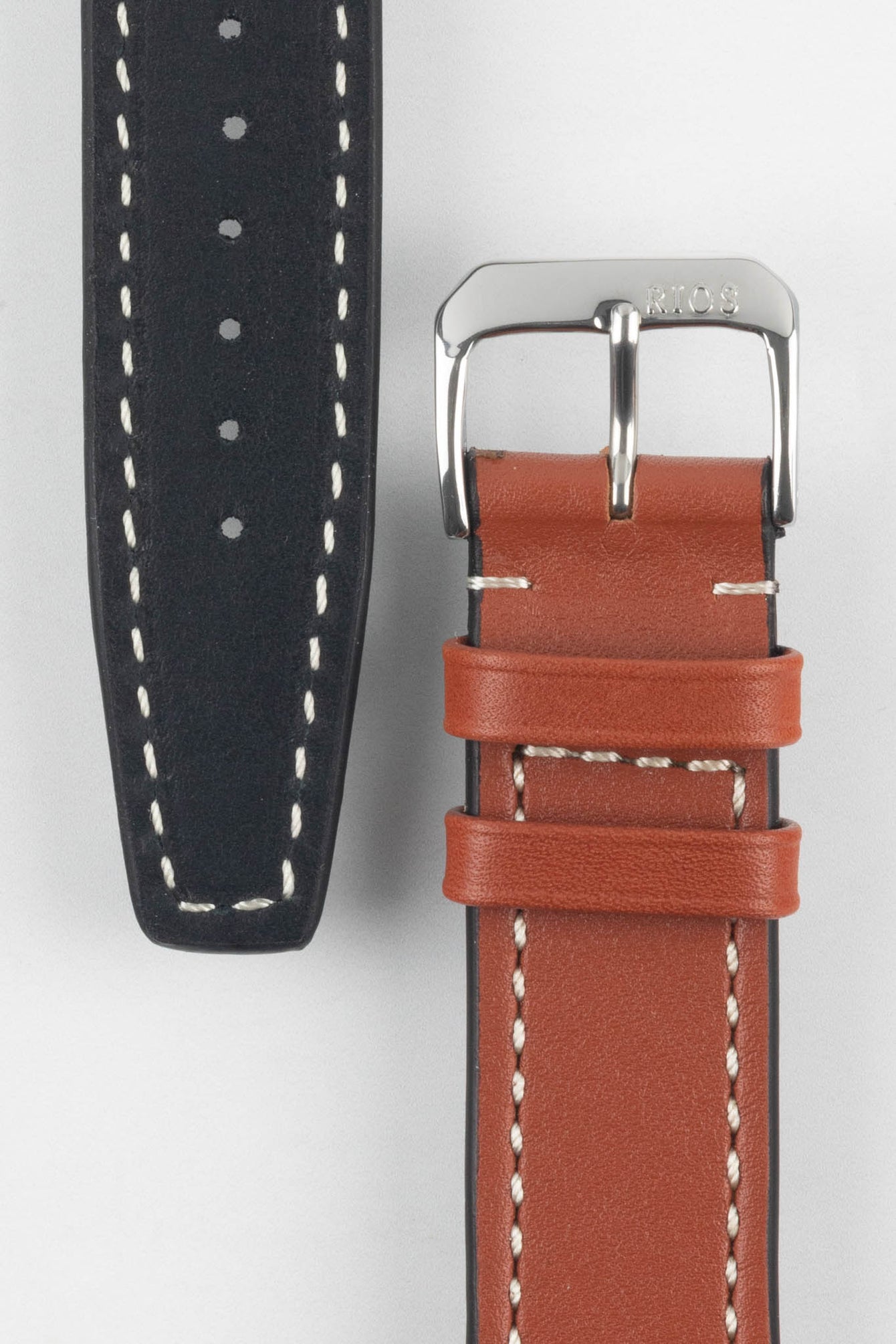 RIOS1931 BLIZZARD Genuine Calfskin Leather Watch Strap in Cognac