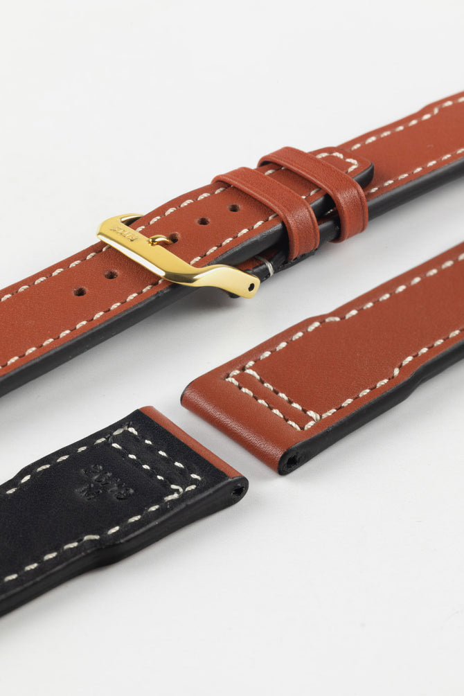 RIOS1931 BLIZZARD Genuine Calfskin Leather Watch Strap in Cognac