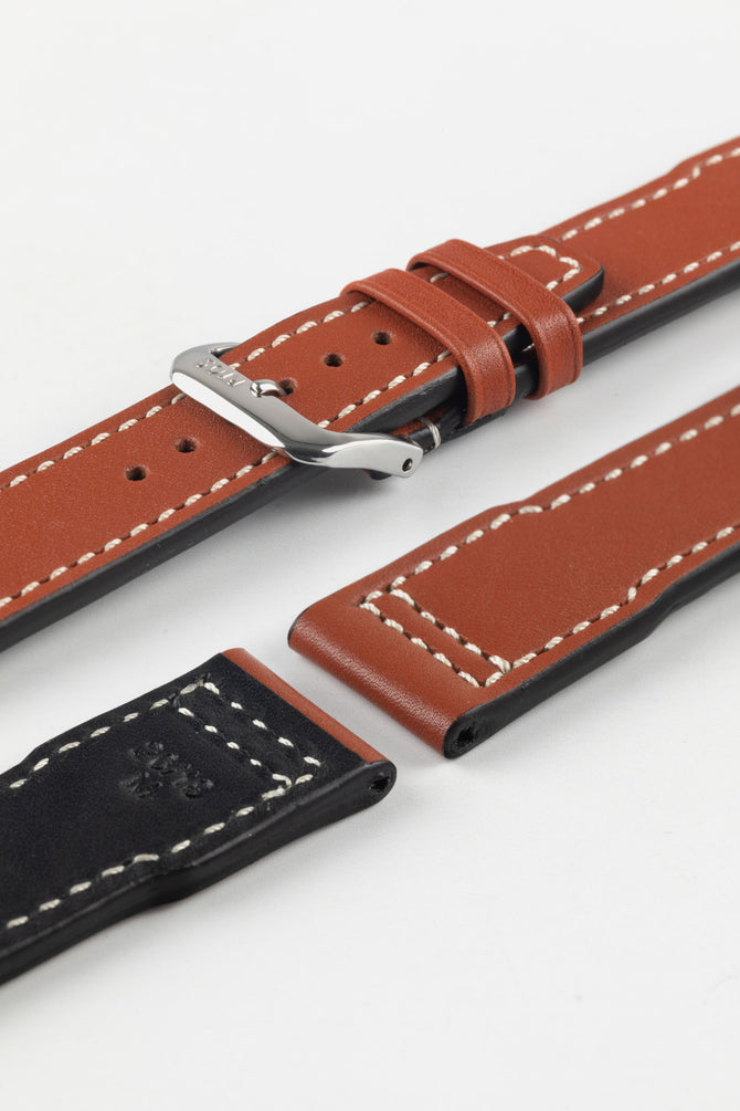 RIOS1931 BLIZZARD Genuine Calfskin Leather Watch Strap in Cognac