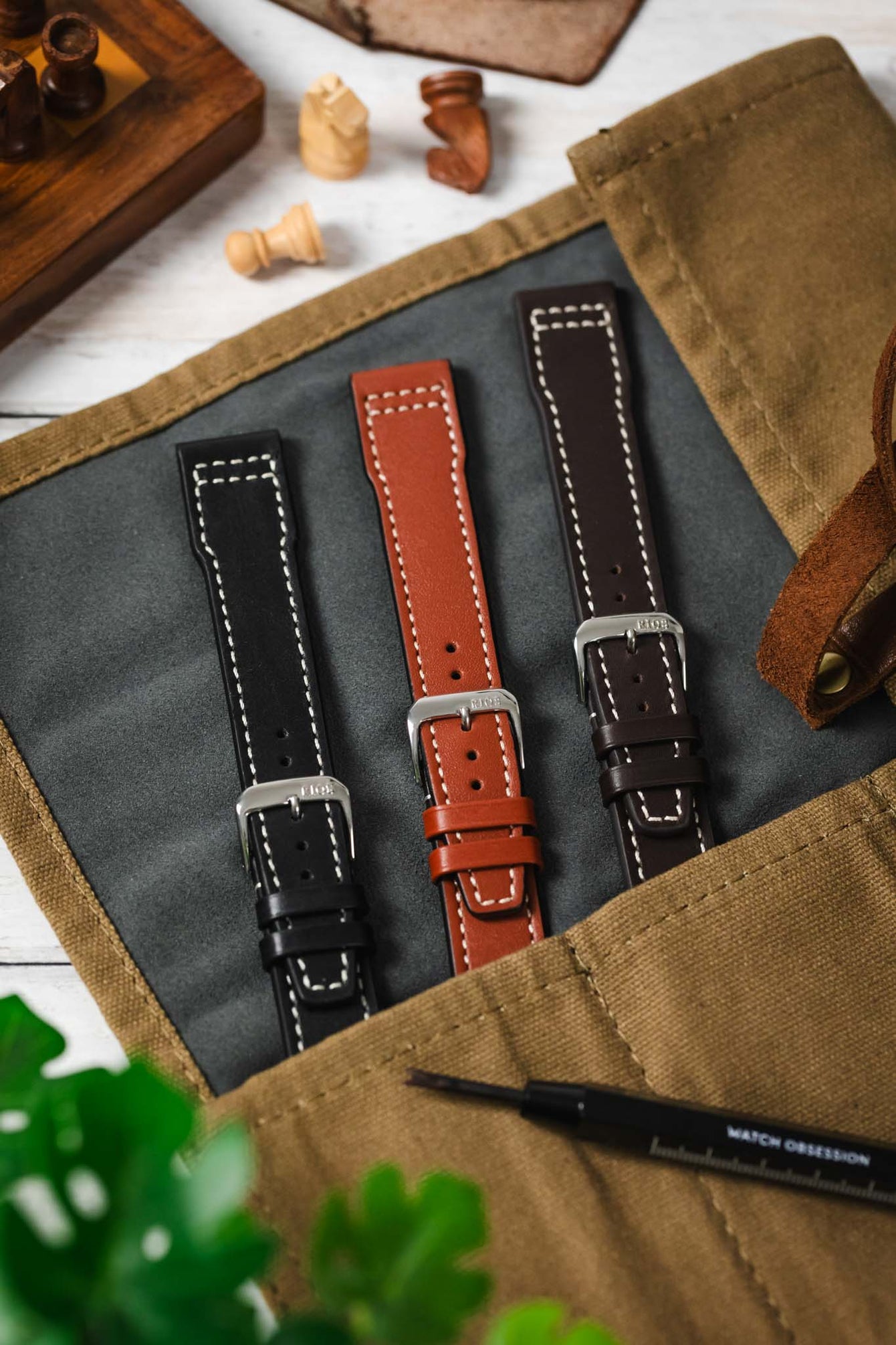 RIOS1931 BLIZZARD Genuine Calfskin Leather Watch Strap in Mocha