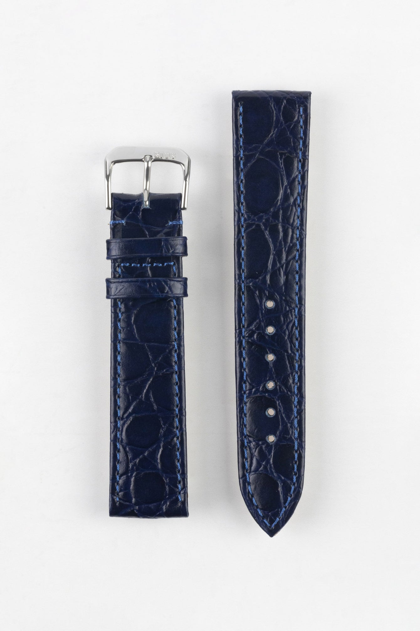 RIOS1931 BRAZIL Crocodile-Embossed Leather Watch Strap in OCEAN BLUE