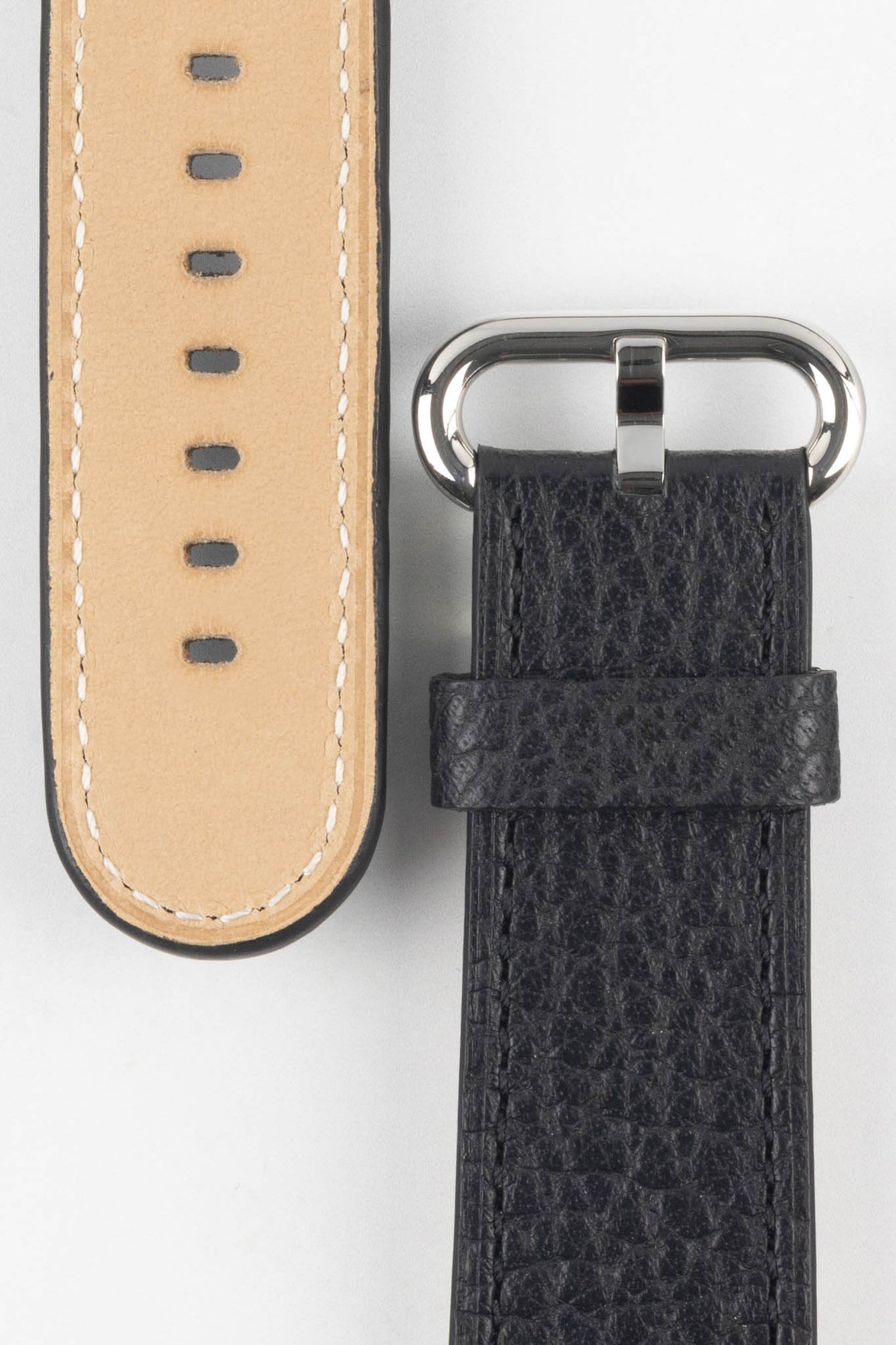 RIOS1931 CONNECT Buffalo Leather Watch Strap for 42 / 44 / 45mm / Ultra Apple Watch in BLACK