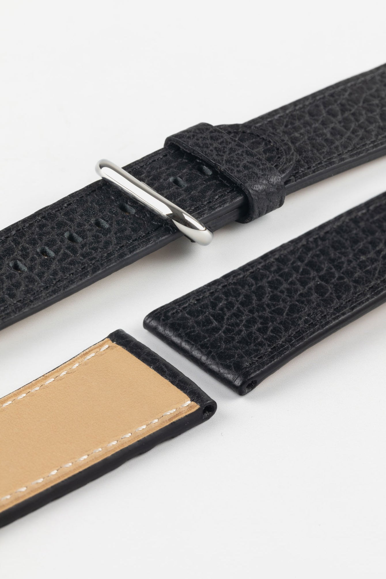 RIOS1931 CONNECT Buffalo Leather Watch Strap for 42 / 44 / 45mm / Ultra Apple Watch in BLACK