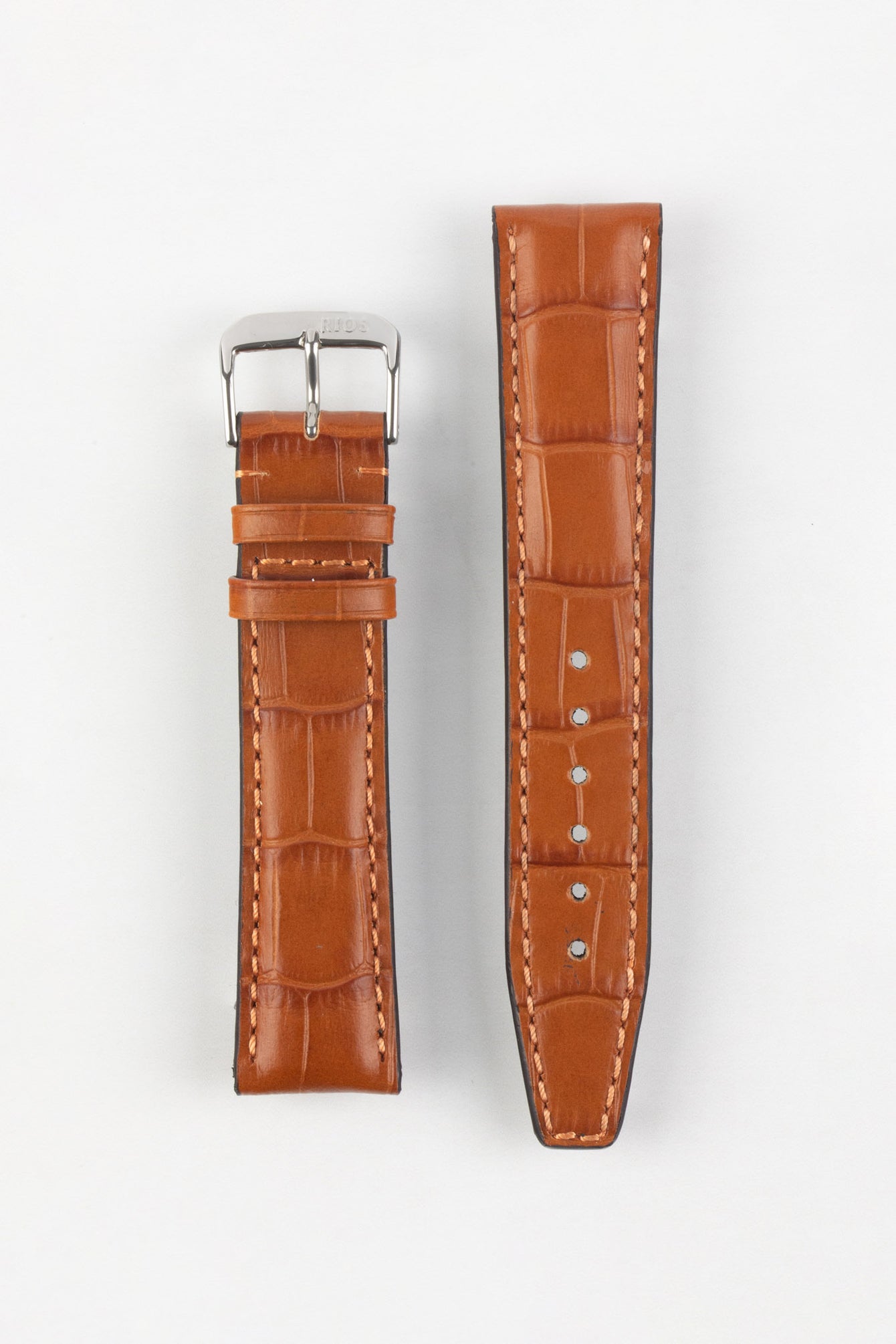 RIOS1931 DALLAS Alligator-Embossed Leather Watch Strap in COGNAC