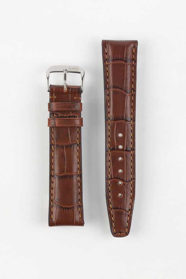 RIOS1931 DALLAS Alligator-Embossed Leather Watch Strap in MAHOGANY ...