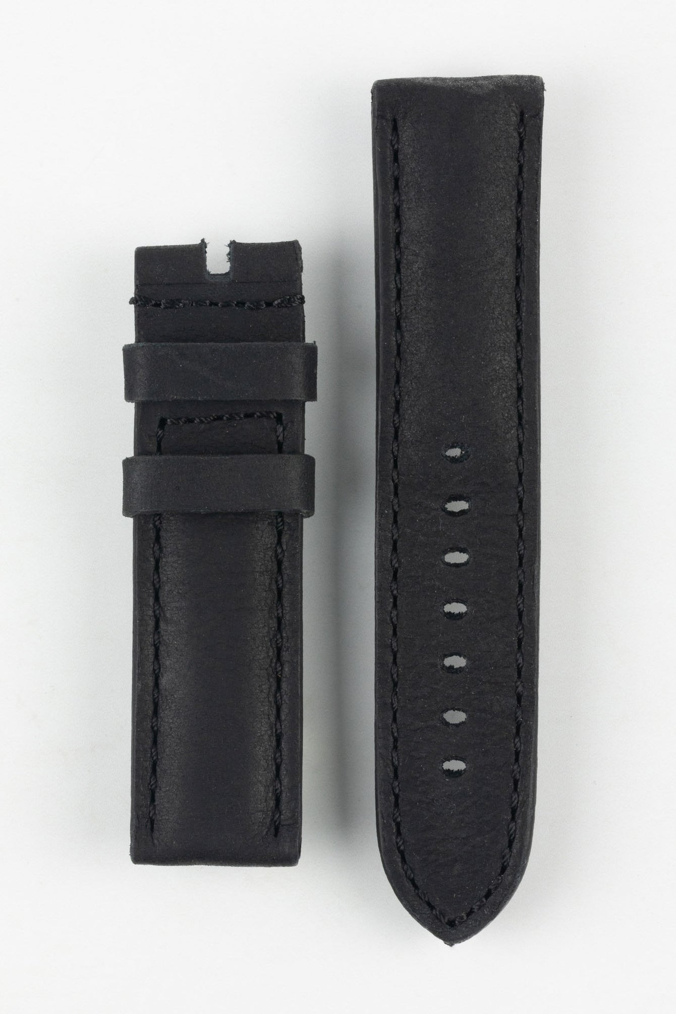 RIOS1931 DERBY Genuine Vintage Leather Watch Strap in BLACK