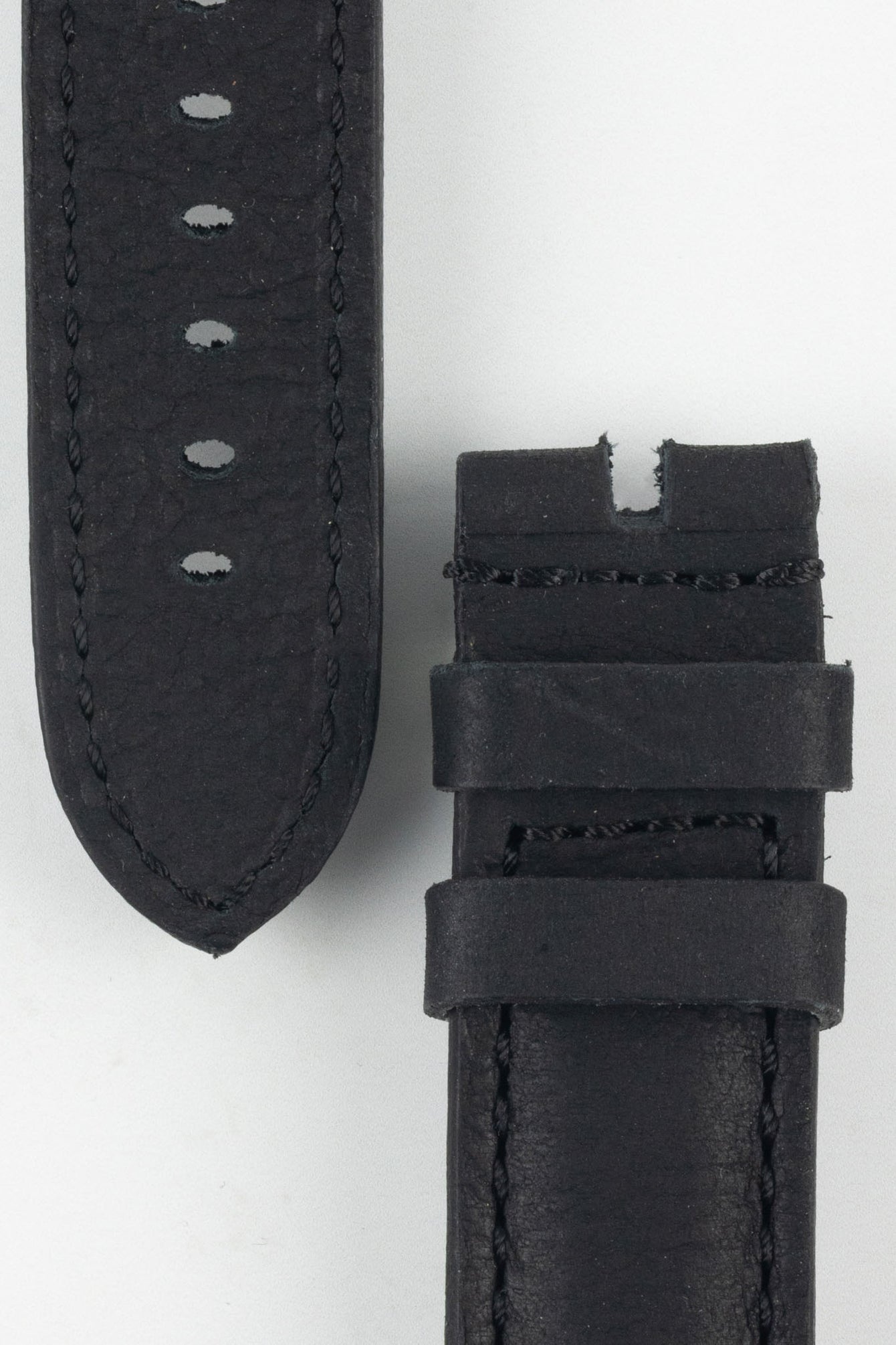 RIOS1931 DERBY Genuine Vintage Leather Watch Strap in BLACK