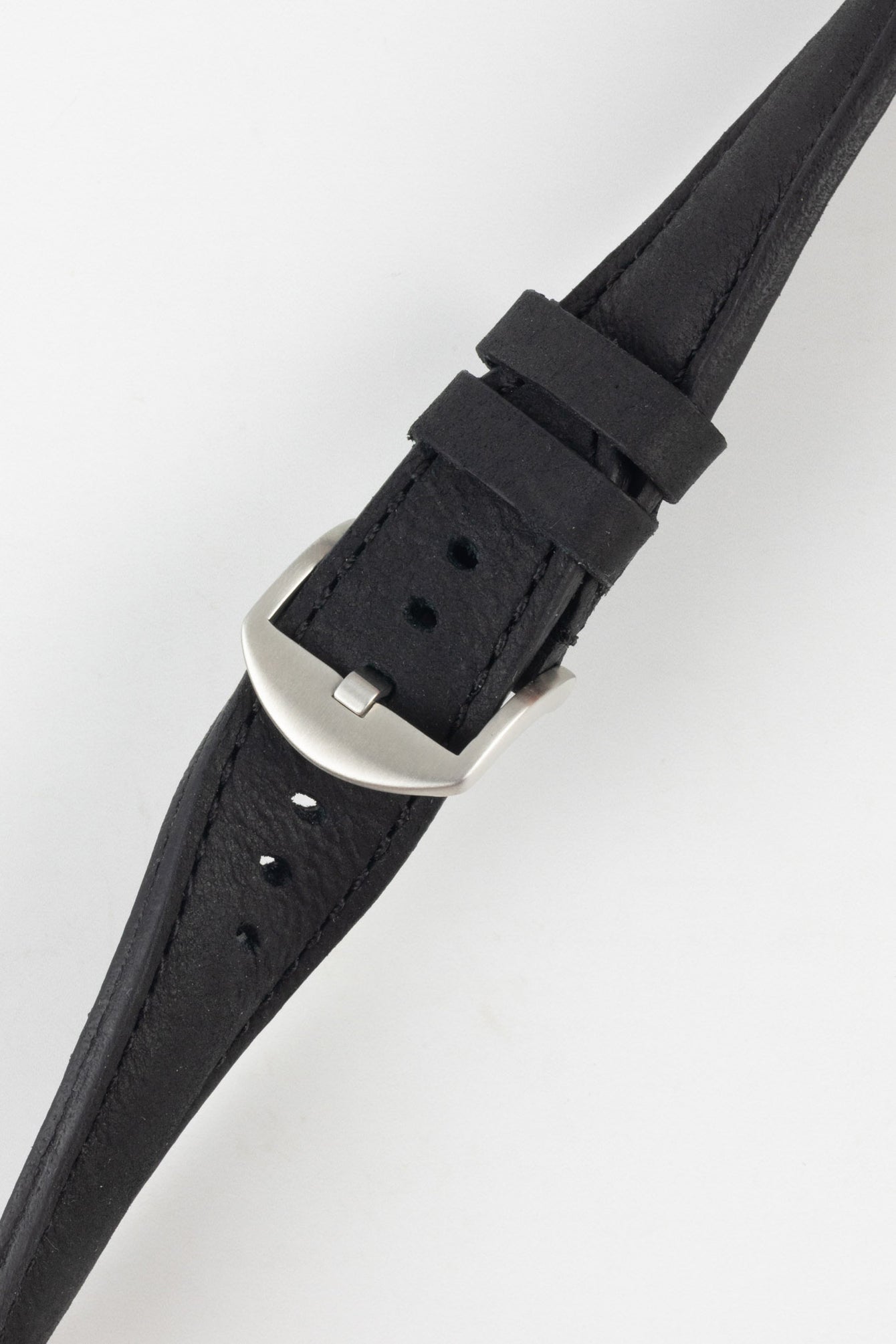 RIOS1931 DERBY Genuine Vintage Leather Watch Strap in BLACK