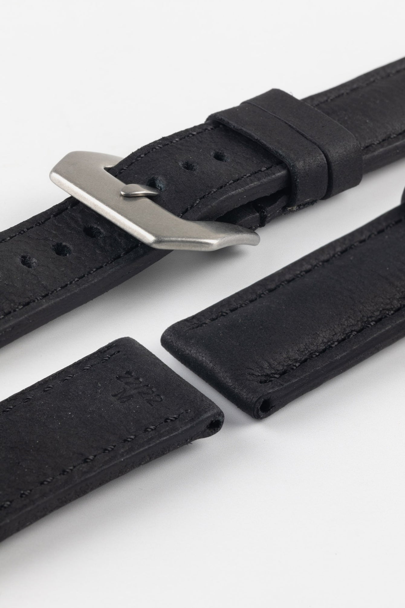 RIOS1931 DERBY Genuine Vintage Leather Watch Strap in BLACK