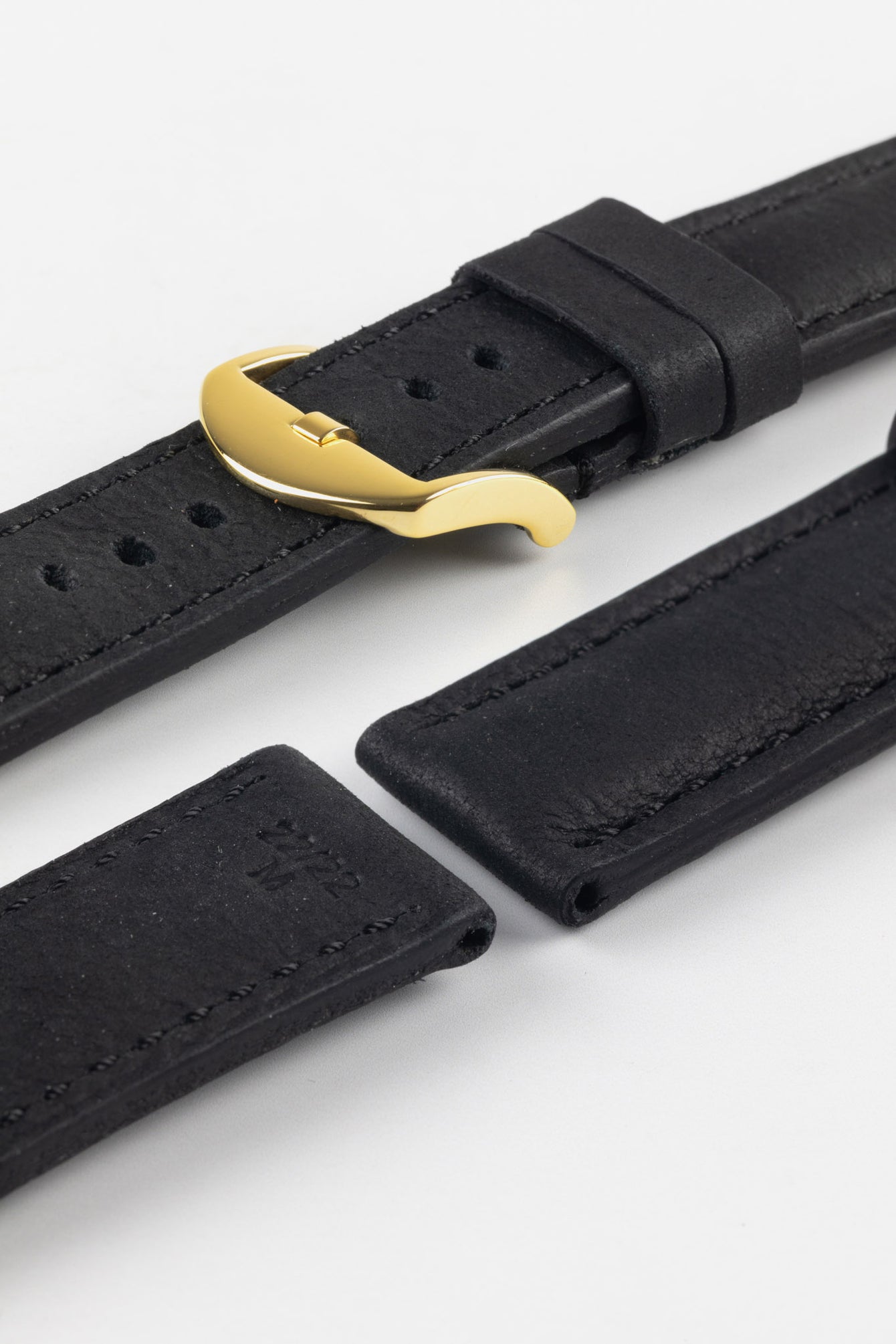 RIOS1931 DERBY Genuine Vintage Leather Watch Strap in BLACK