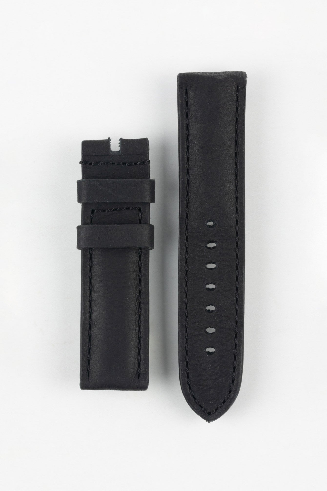 RIOS1931 DERBY Genuine Vintage Leather Watch Strap in BLACK