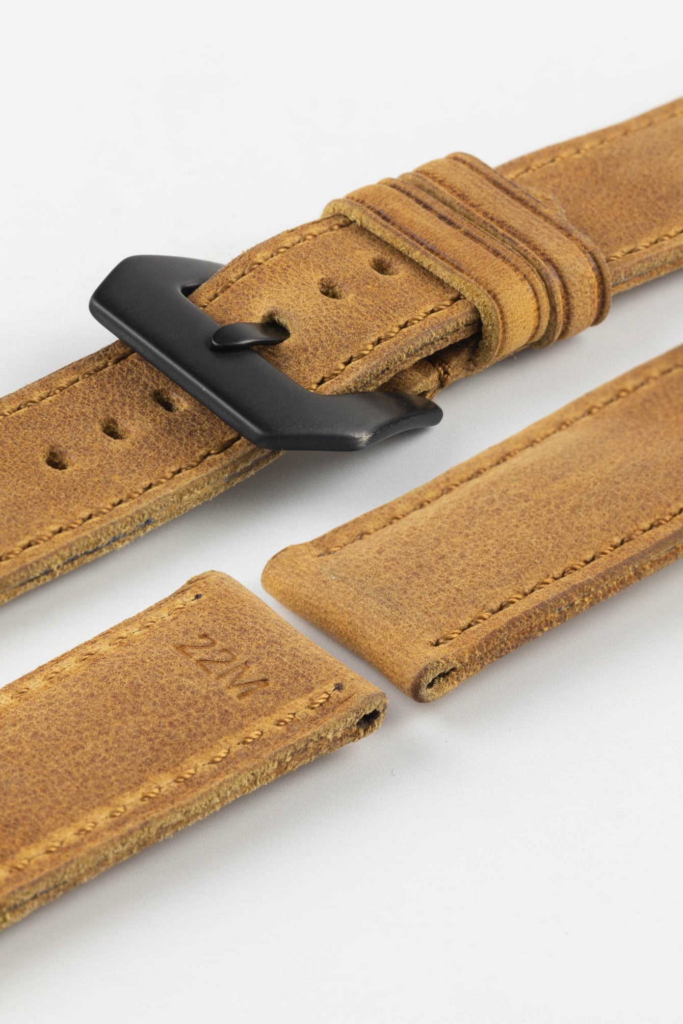 RIOS1931 DERBY Genuine Vintage Leather Watch Strap in HONEY