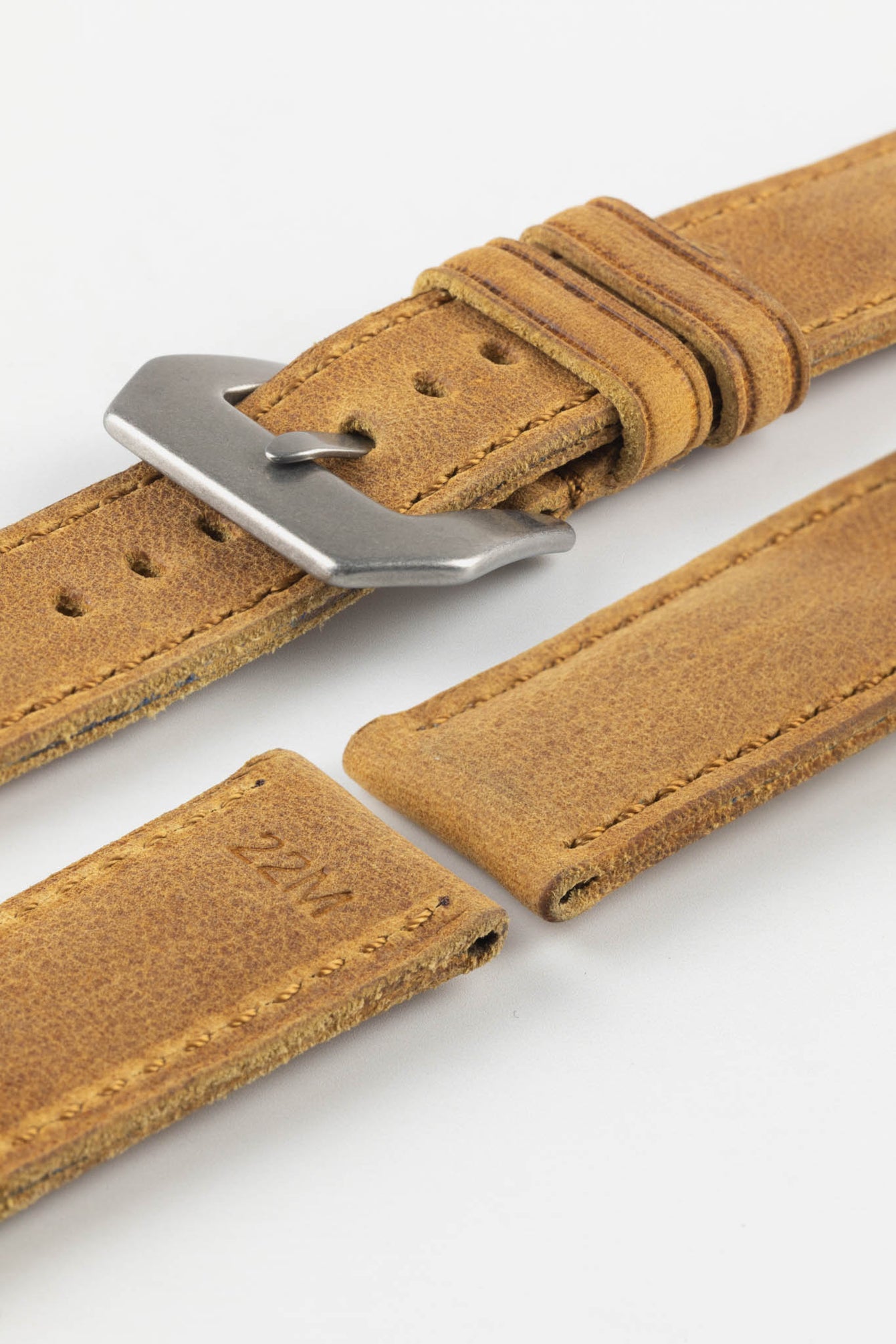 RIOS1931 DERBY Genuine Vintage Leather Watch Strap in HONEY