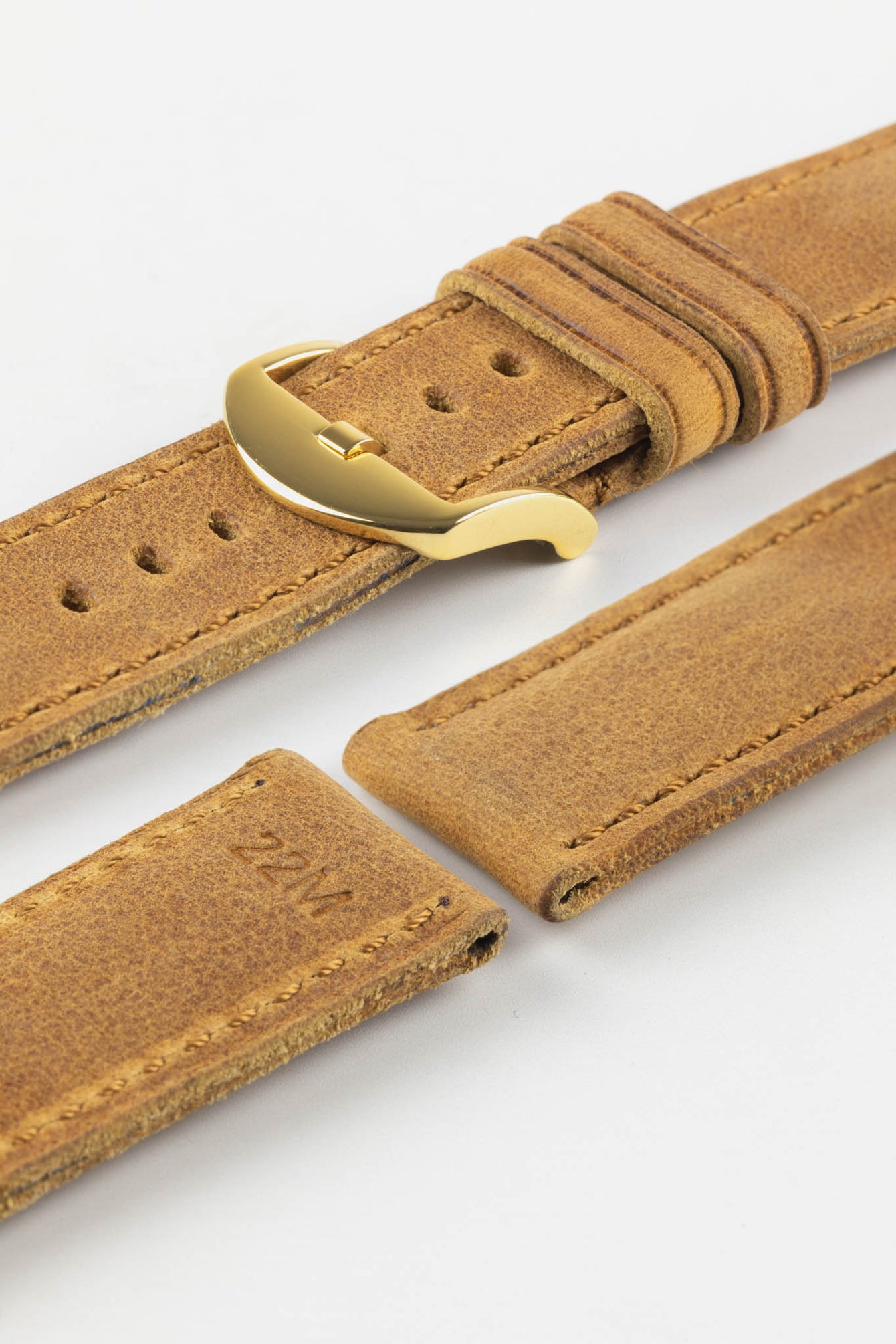 RIOS1931 DERBY Genuine Vintage Leather Watch Strap in HONEY