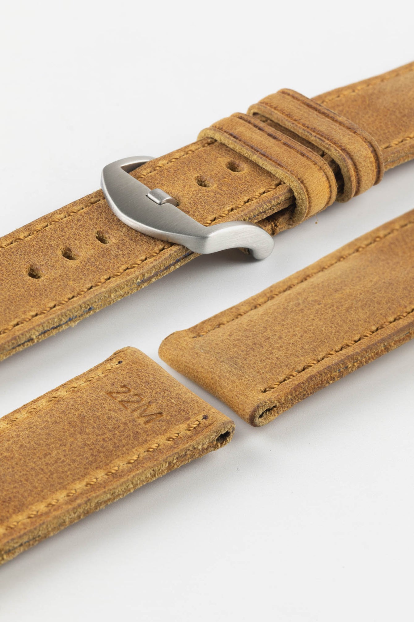 RIOS1931 DERBY Genuine Vintage Leather Watch Strap in HONEY