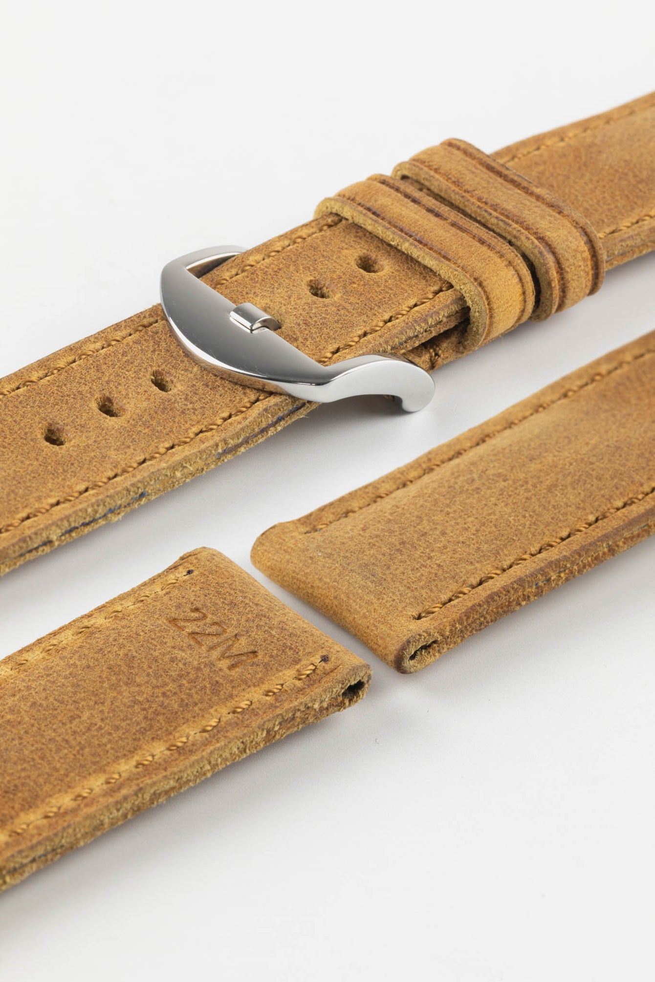 RIOS1931 DERBY Genuine Vintage Leather Watch Strap in HONEY