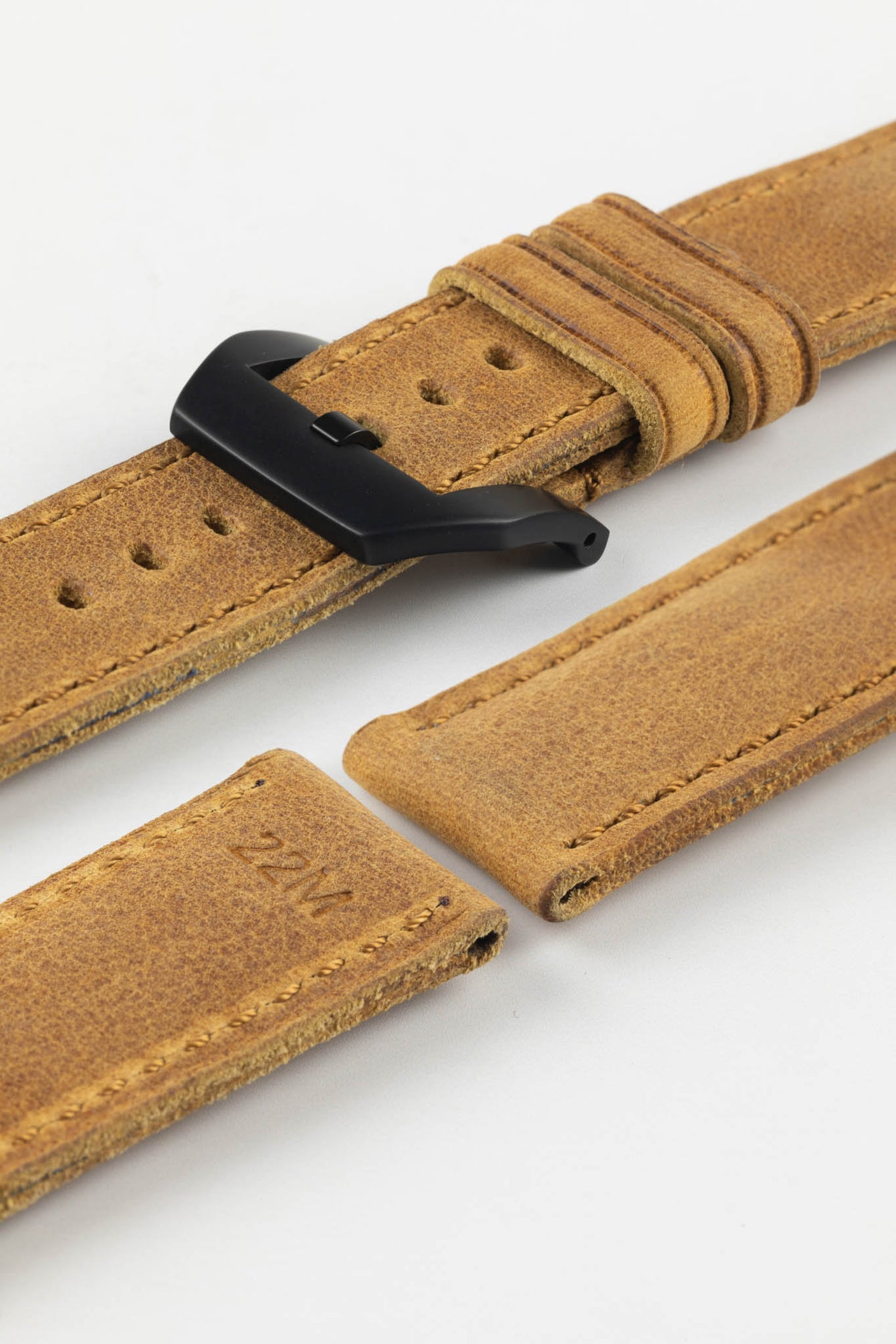 RIOS1931 DERBY Genuine Vintage Leather Watch Strap in HONEY