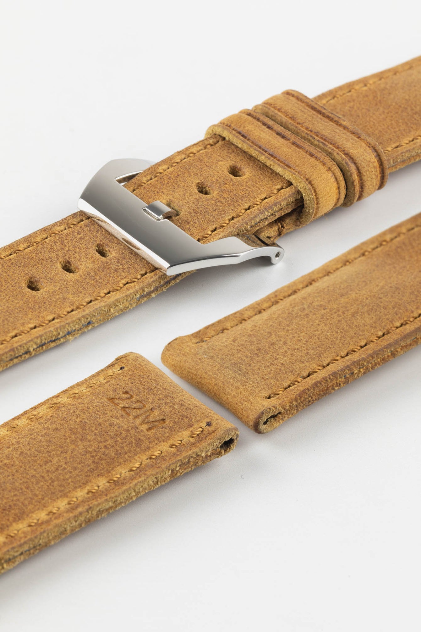 RIOS1931 DERBY Genuine Vintage Leather Watch Strap in HONEY