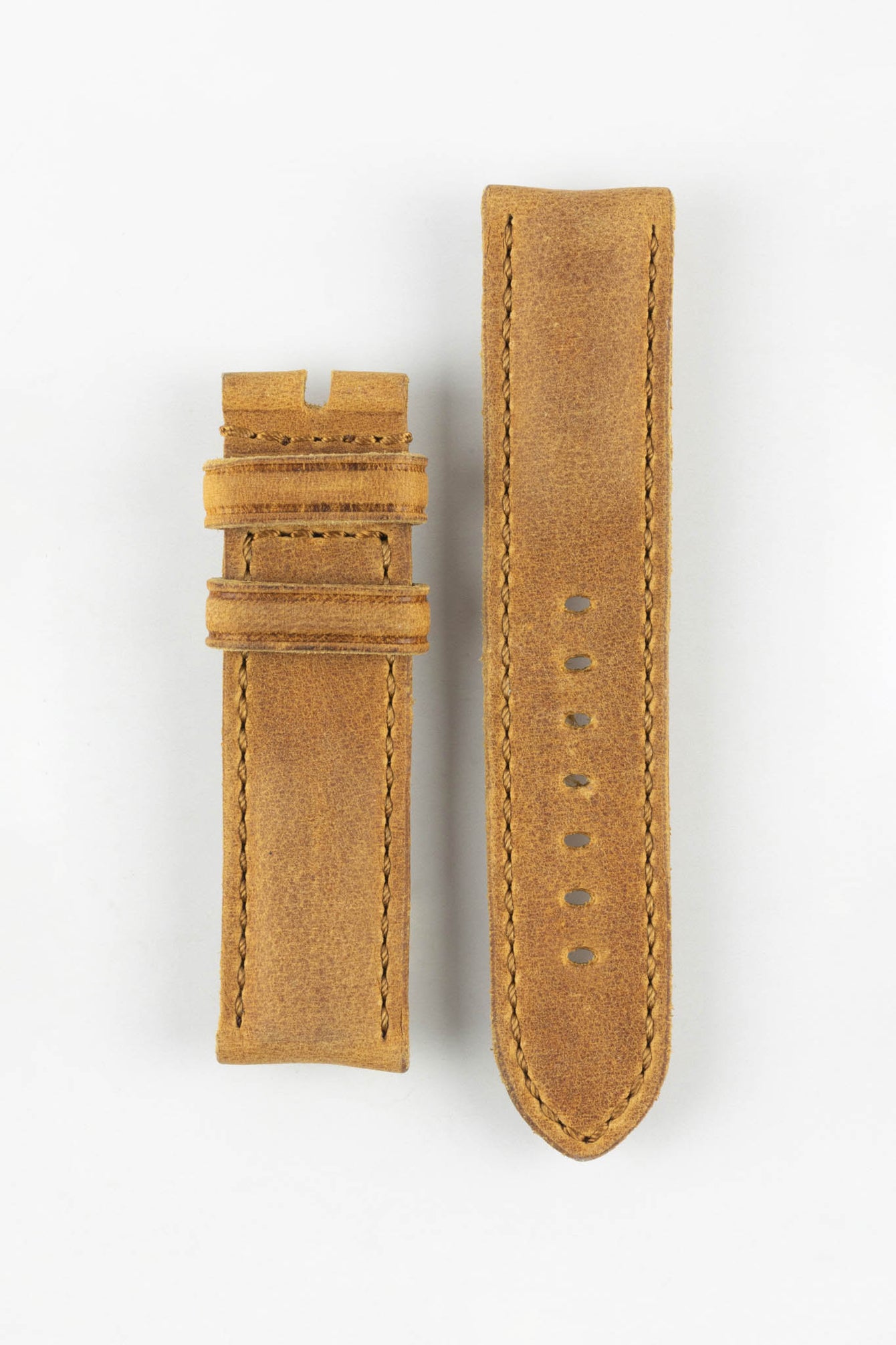 RIOS1931 DERBY Genuine Vintage Leather Watch Strap in HONEY