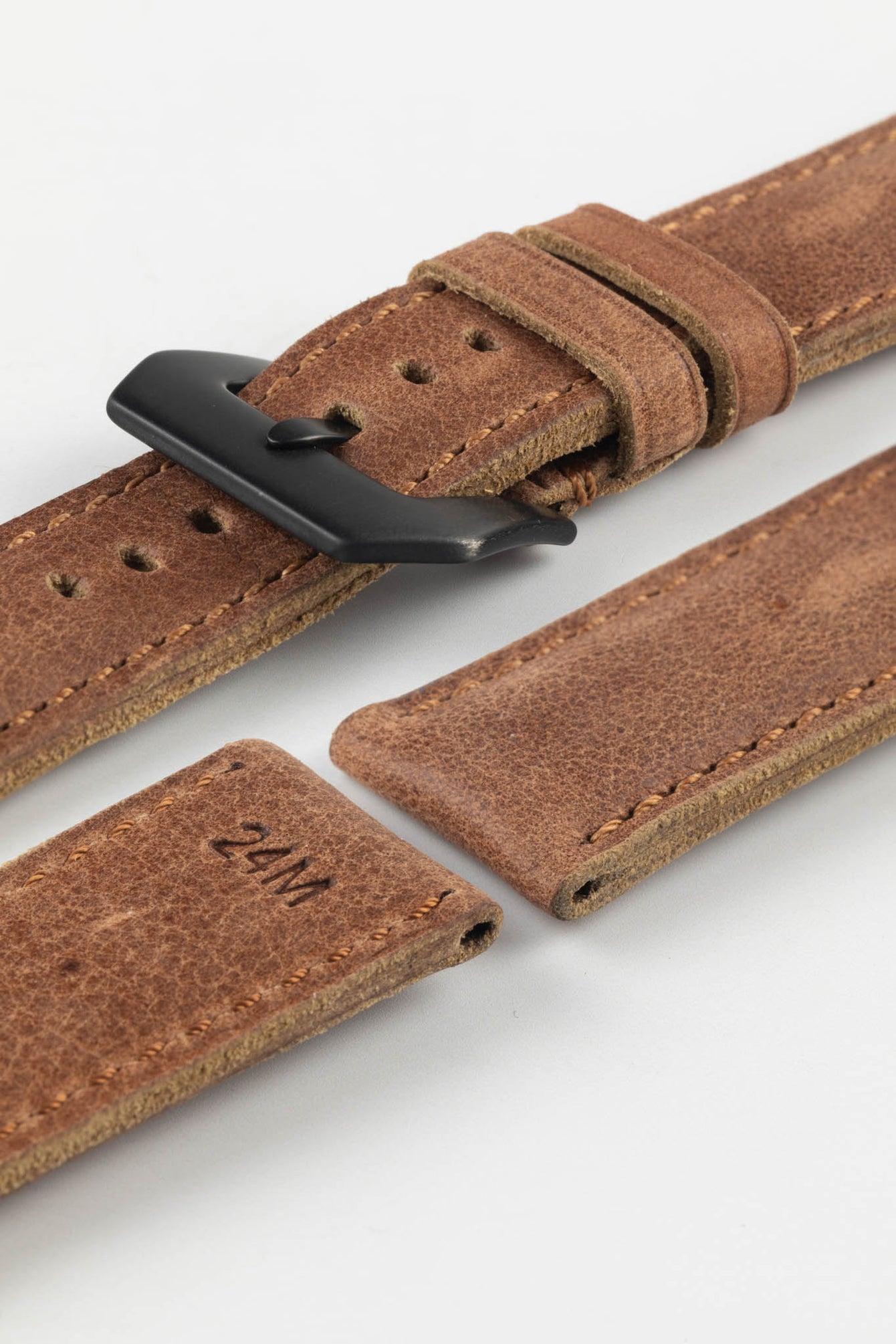 RIOS1931 DERBY Genuine Vintage Leather Watch Strap in MAHOGANY