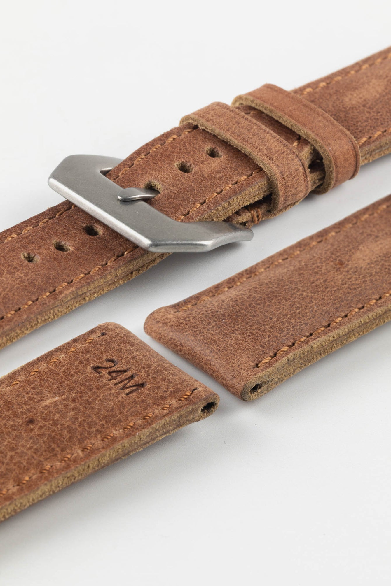 RIOS1931 DERBY Genuine Vintage Leather Watch Strap in MAHOGANY