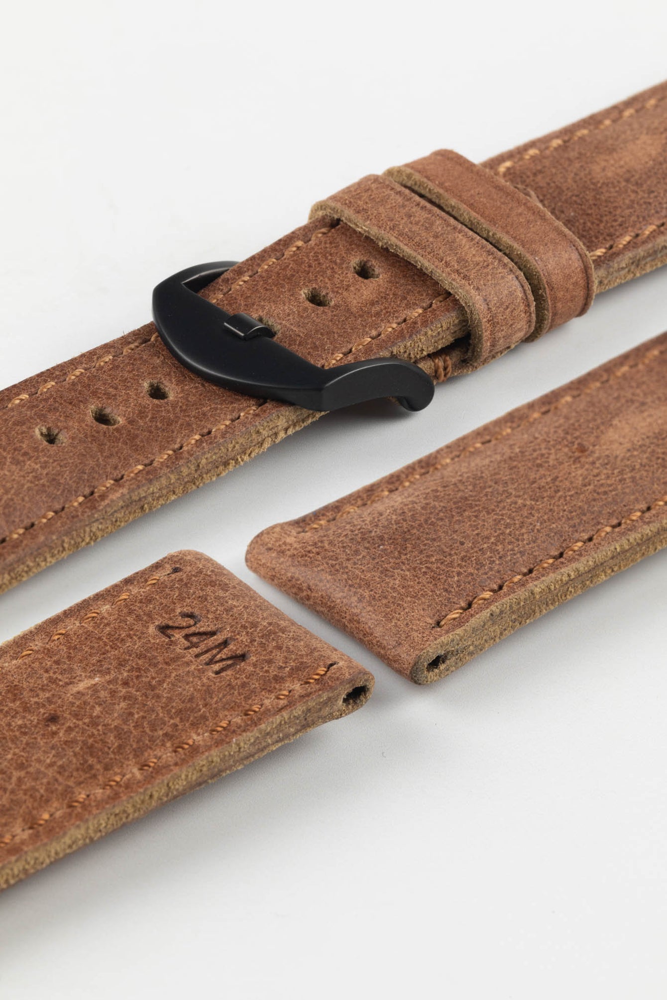 RIOS1931 DERBY Genuine Vintage Leather Watch Strap in MAHOGANY