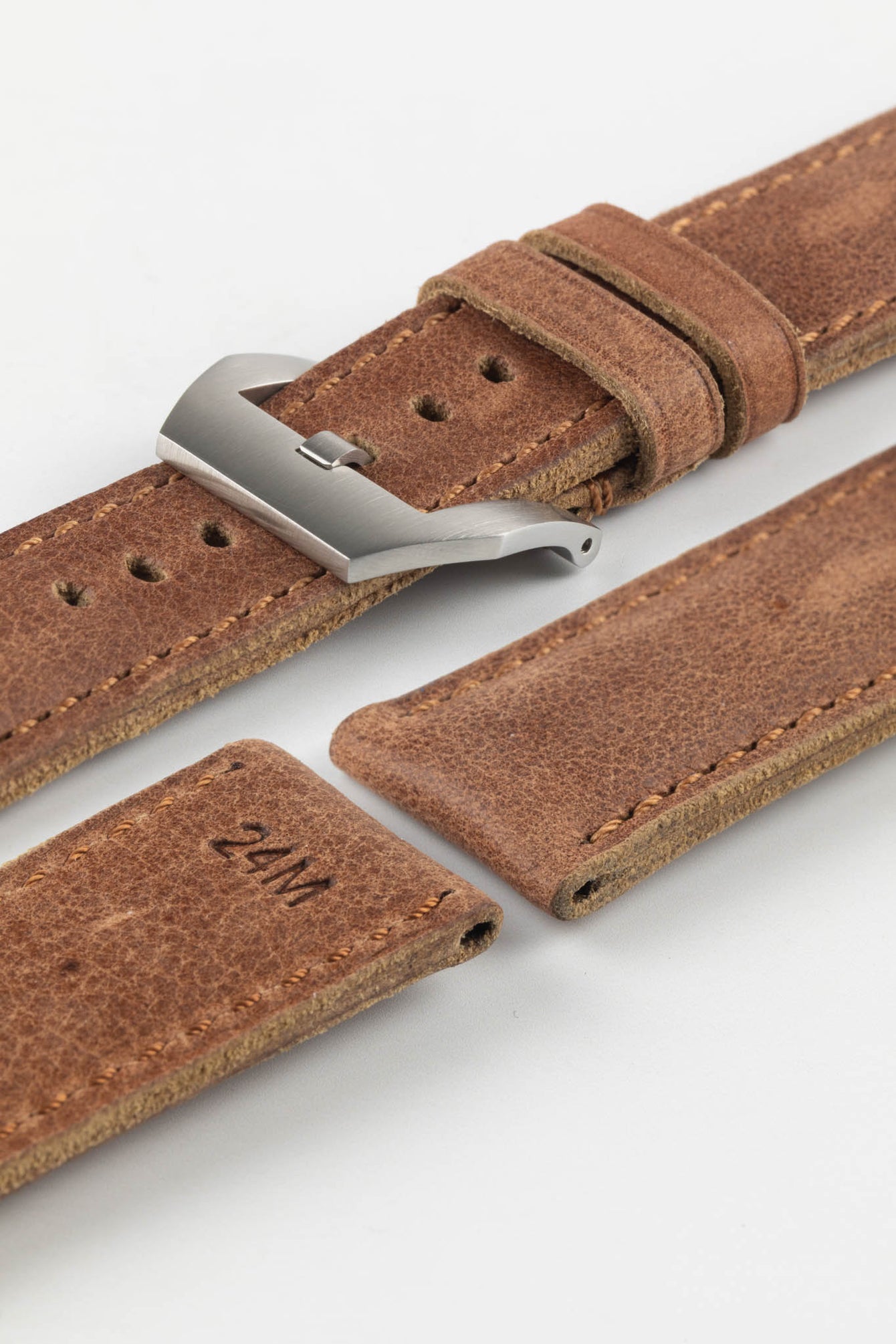 RIOS1931 DERBY Genuine Vintage Leather Watch Strap in MAHOGANY