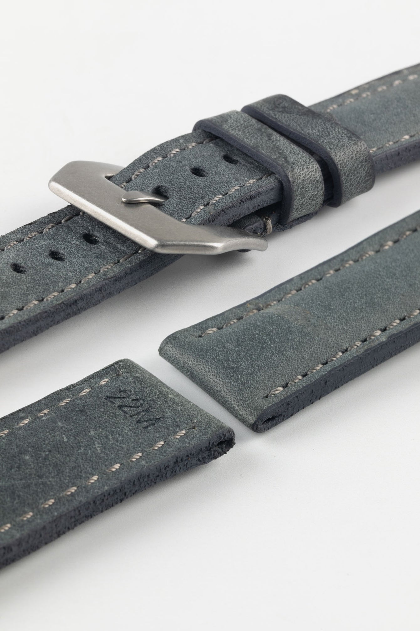 RIOS1931 DERBY Genuine Vintage Leather Watch Strap in STONE GREY