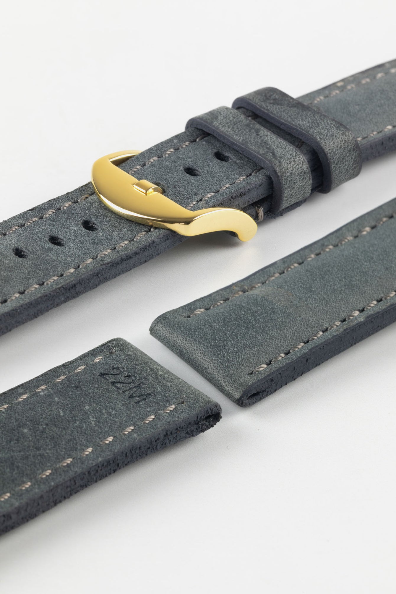 RIOS1931 DERBY Genuine Vintage Leather Watch Strap in STONE GREY