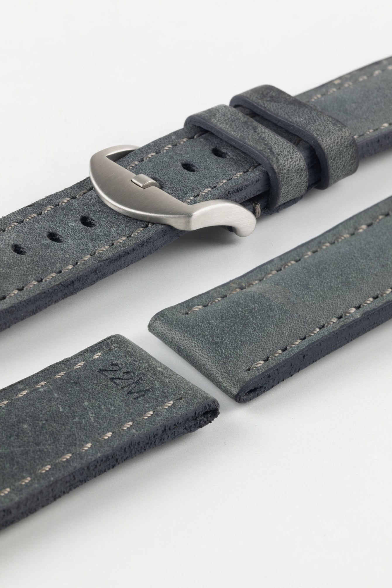 RIOS1931 DERBY Genuine Vintage Leather Watch Strap in STONE GREY