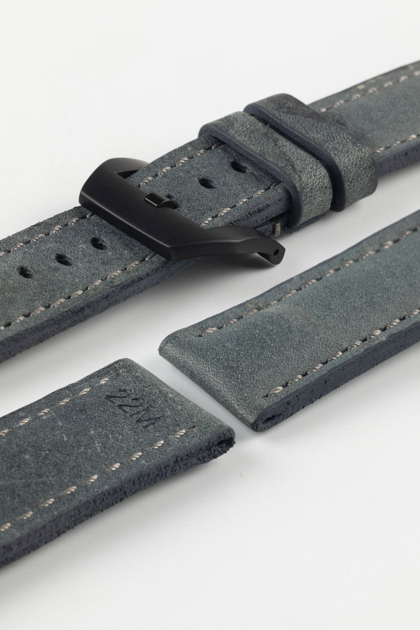 RIOS1931 DERBY Genuine Vintage Leather Watch Strap in STONE GREY