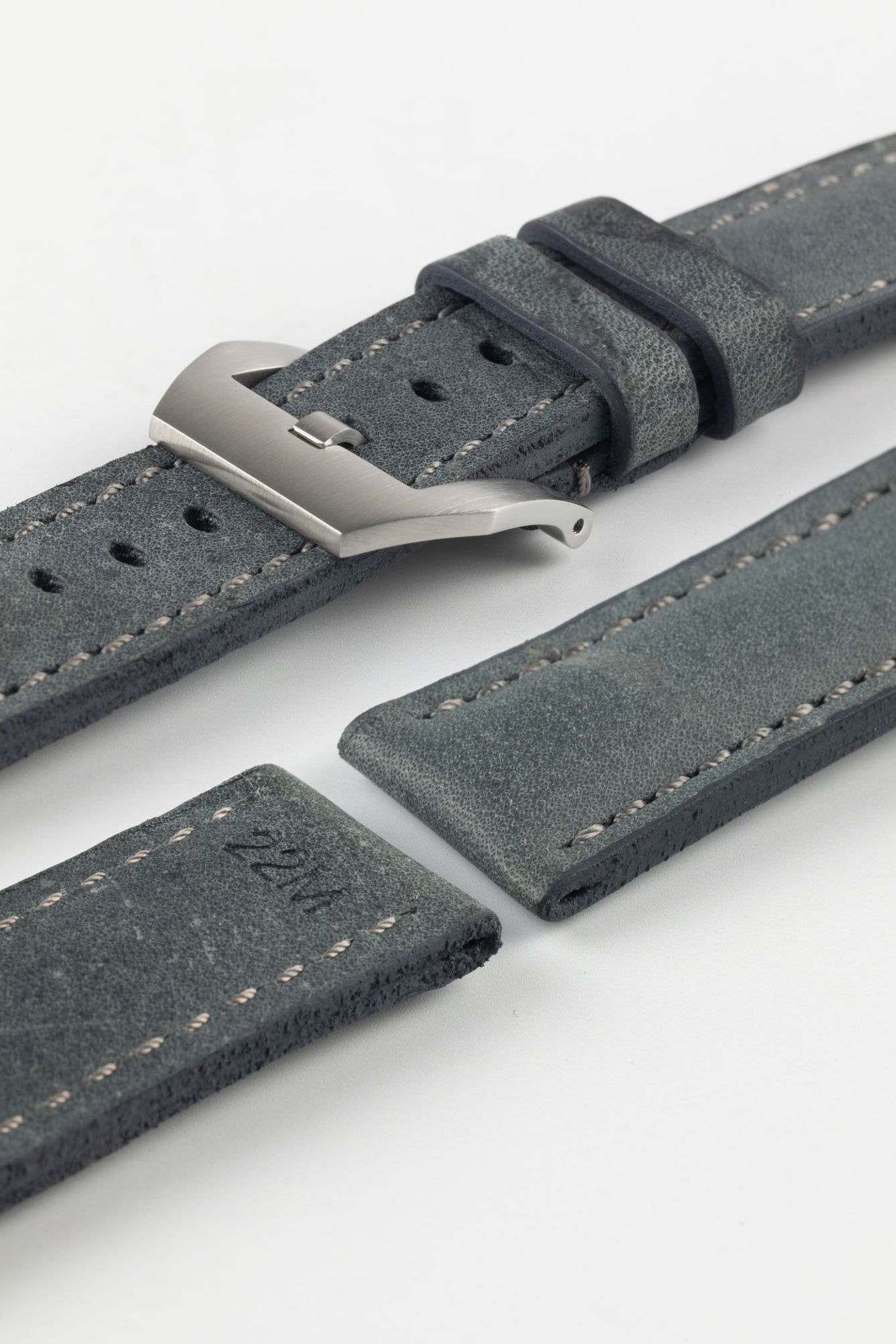 RIOS1931 DERBY Genuine Vintage Leather Watch Strap in STONE GREY