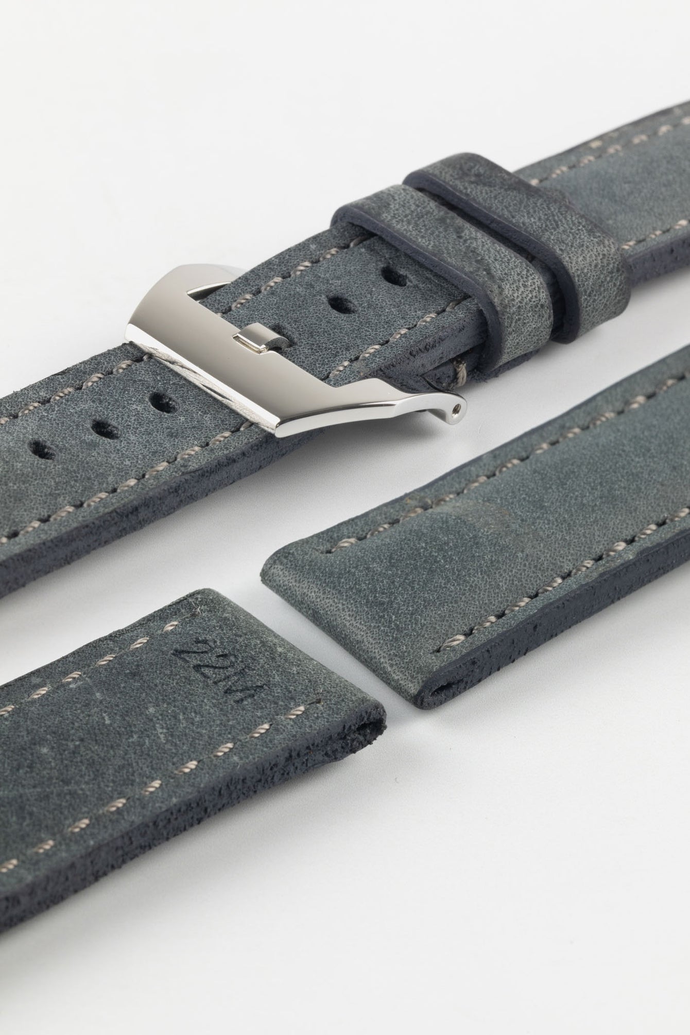 RIOS1931 DERBY Genuine Vintage Leather Watch Strap in STONE GREY