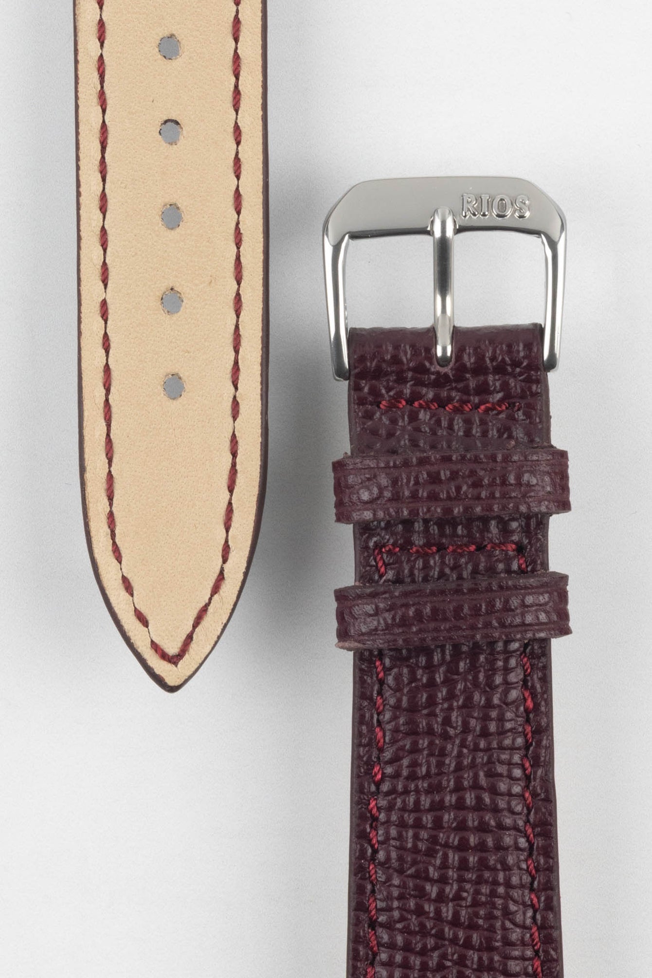 RIOS1931 FRENCH Leather Watch Strap in BURGUNDY