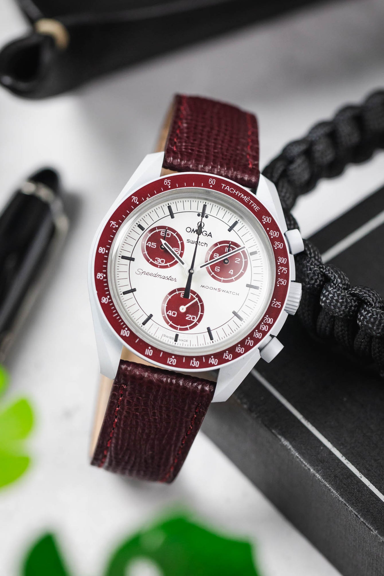 RIOS1931 FRENCH Leather Watch Strap in BURGUNDY