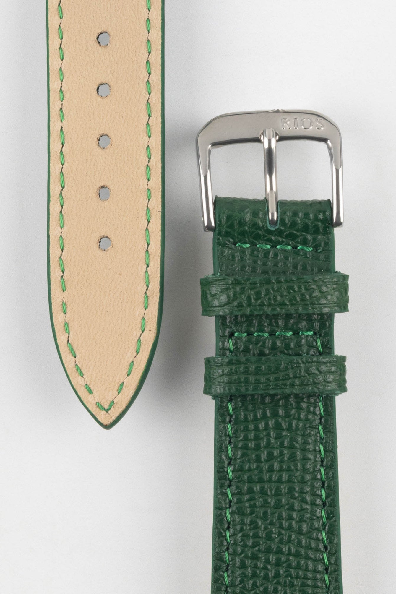 RIOS1931 FRENCH Leather Watch Strap in FOREST GREEN