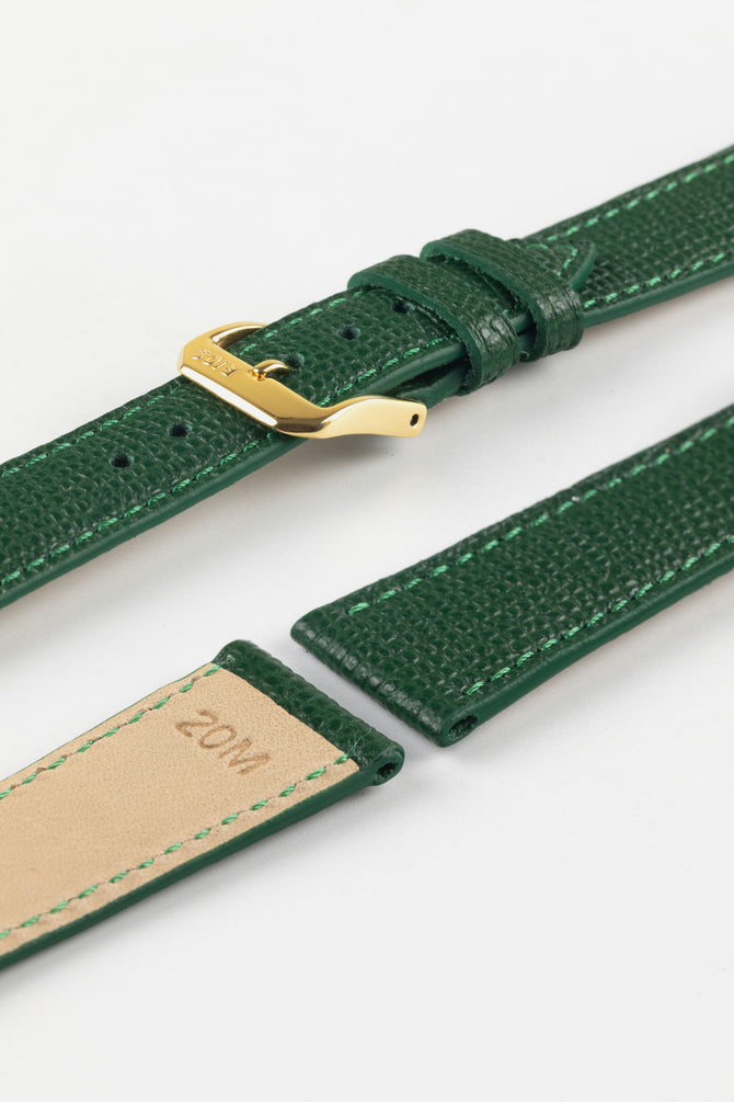 RIOS1931 FRENCH Leather Watch Strap in FOREST GREEN