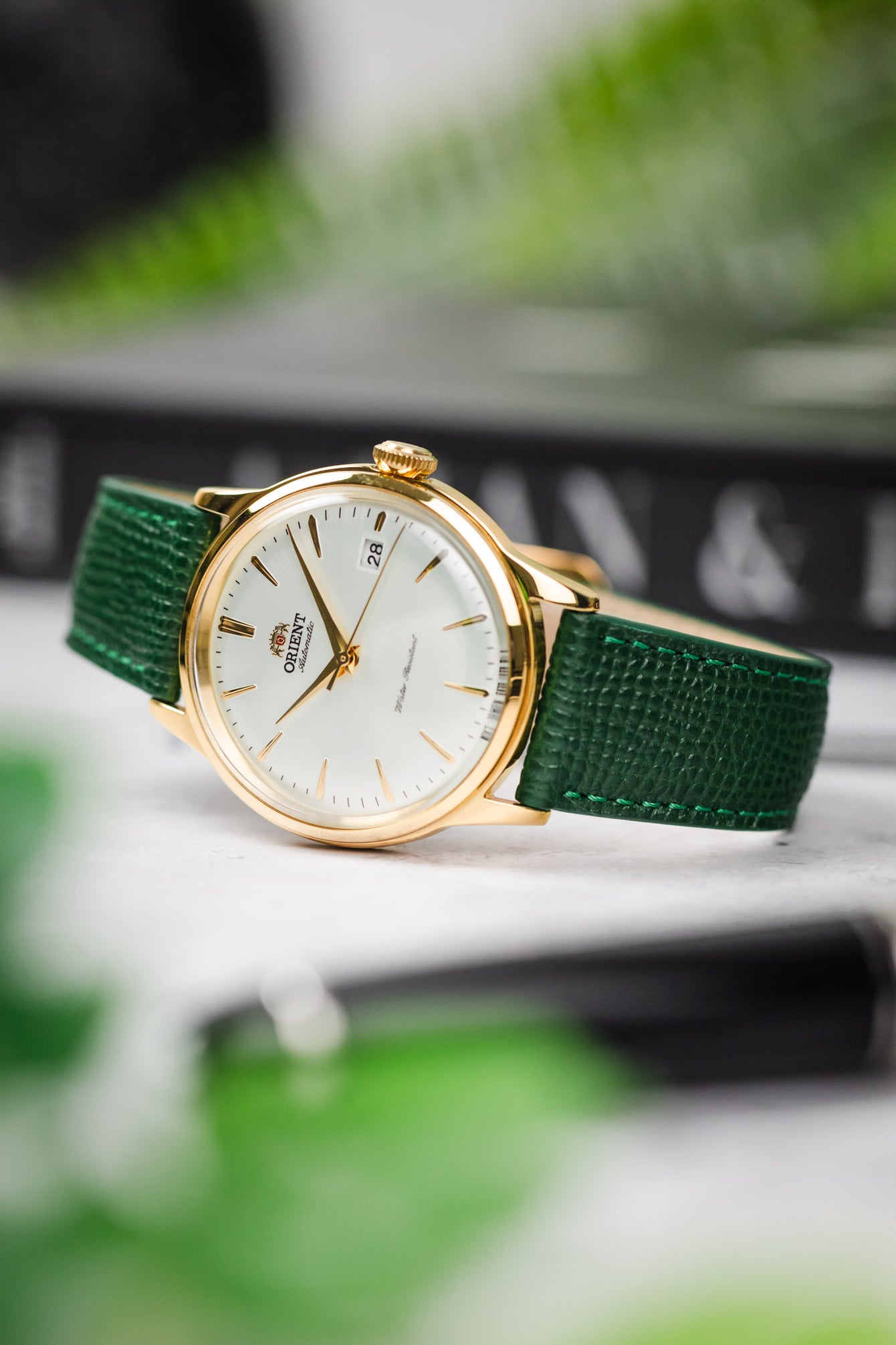 RIOS1931 FRENCH Leather Watch Strap in FOREST GREEN