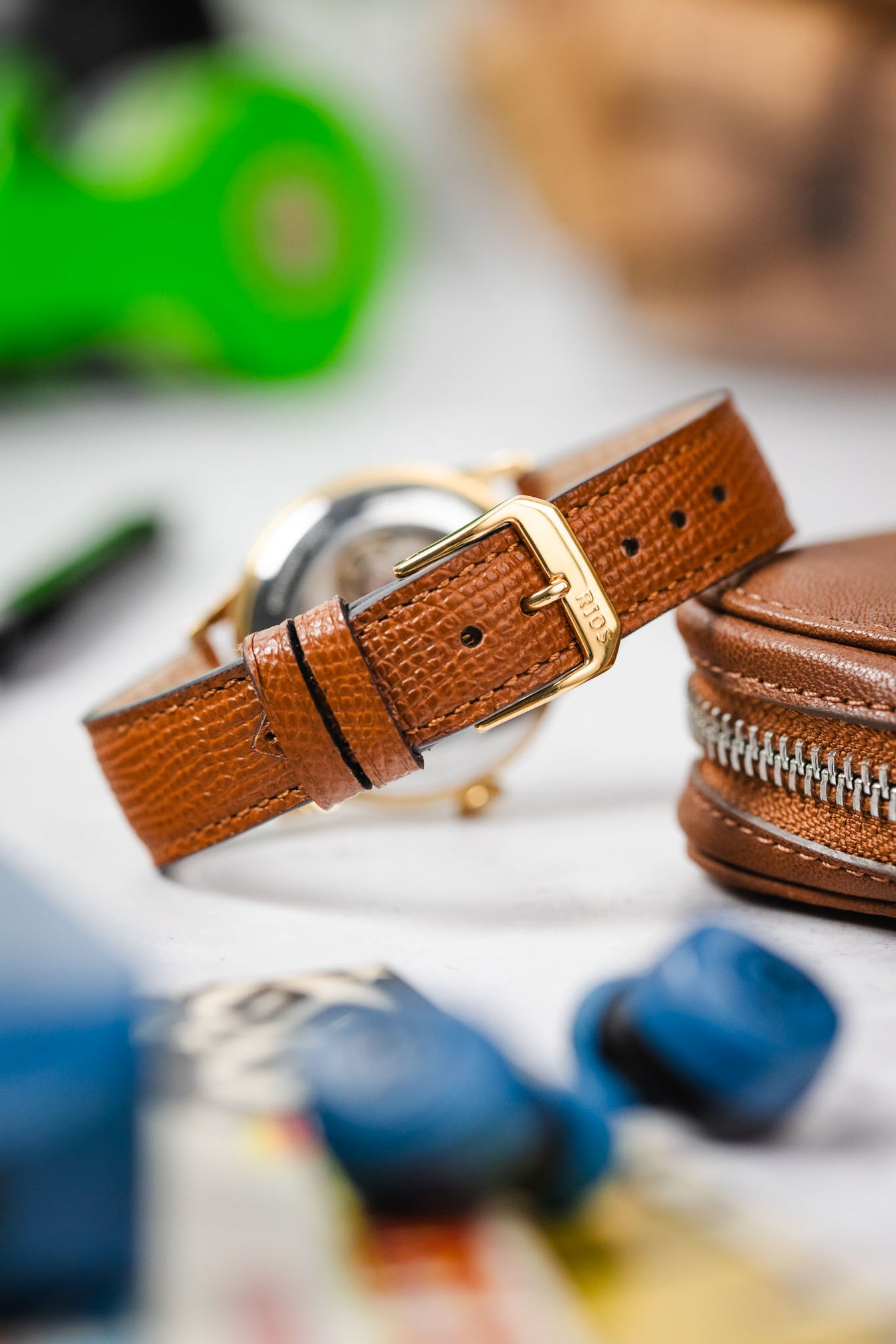 RIOS1931 FRENCH Leather Watch Strap in HONEY