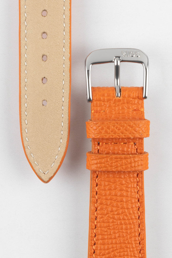 RIOS1931 FRENCH Leather Watch Strap in ORANGE