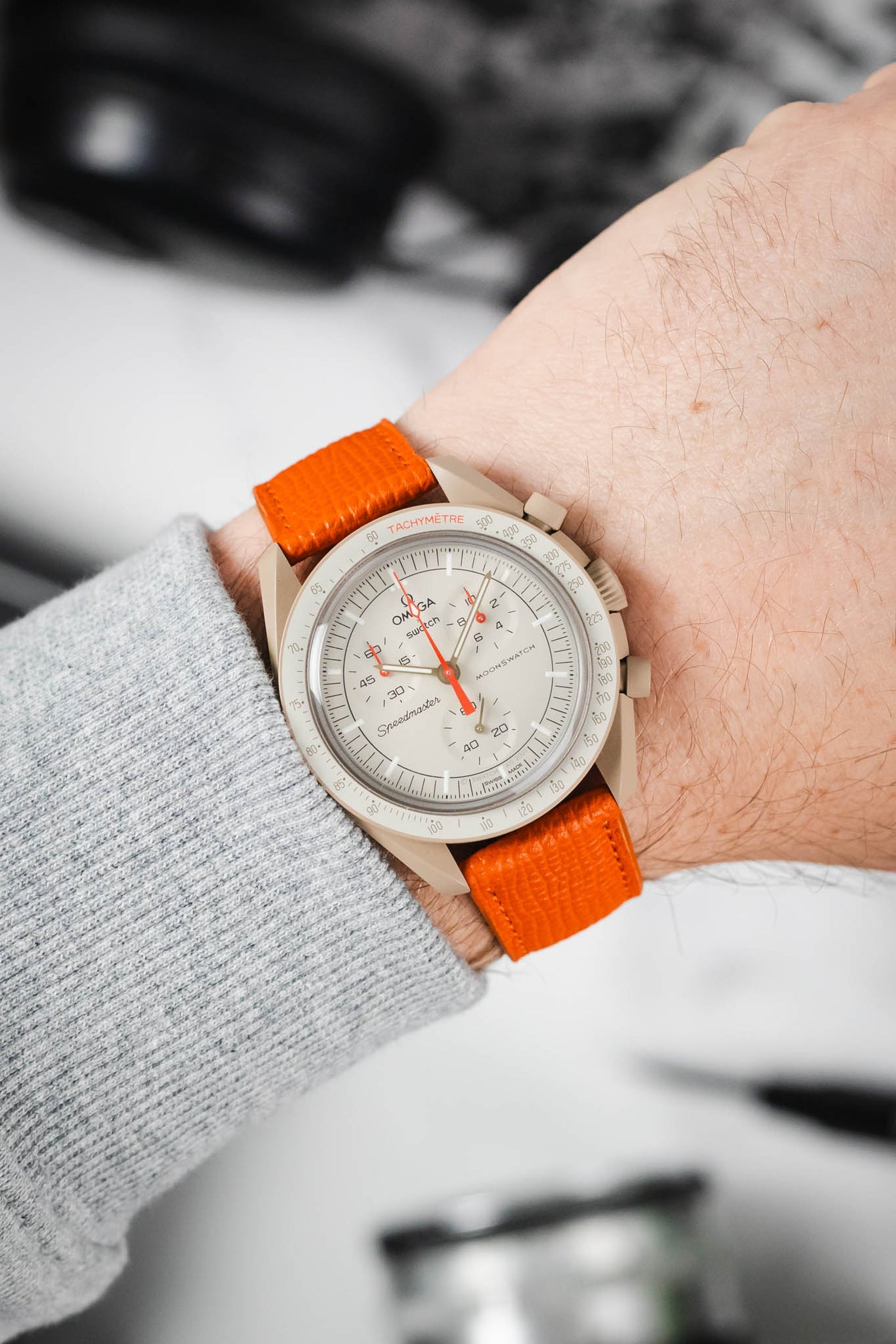 RIOS1931 FRENCH Leather Watch Strap in ORANGE