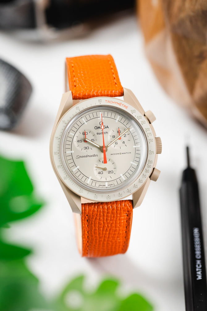 RIOS1931 FRENCH Leather Watch Strap in ORANGE