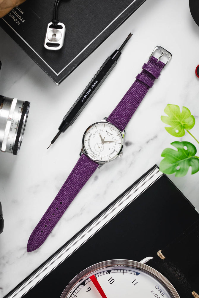 RIOS1931 FRENCH Leather Watch Strap in PURPLE