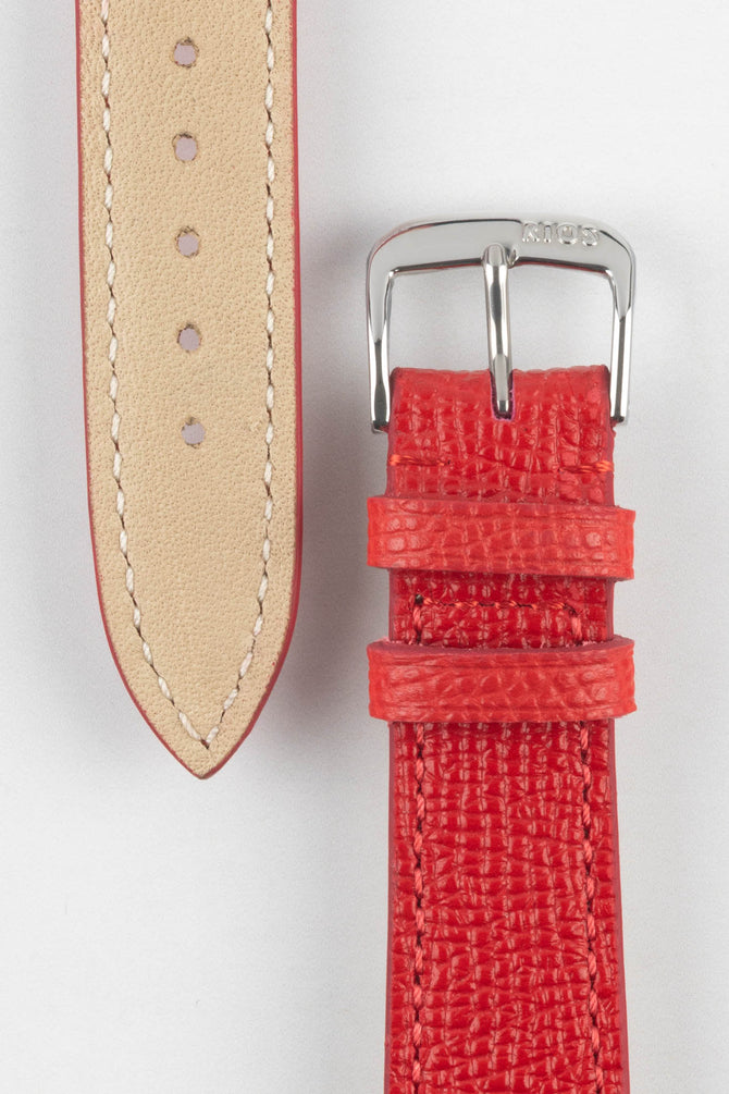 RIOS1931 FRENCH Leather Watch Strap in RED